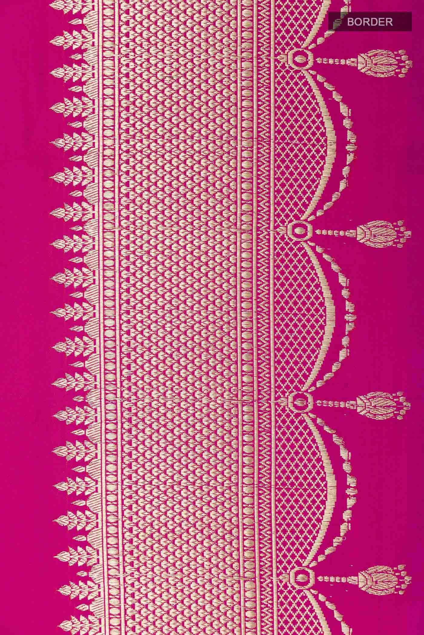 Pink Banarasi Silk Saree - Image 3