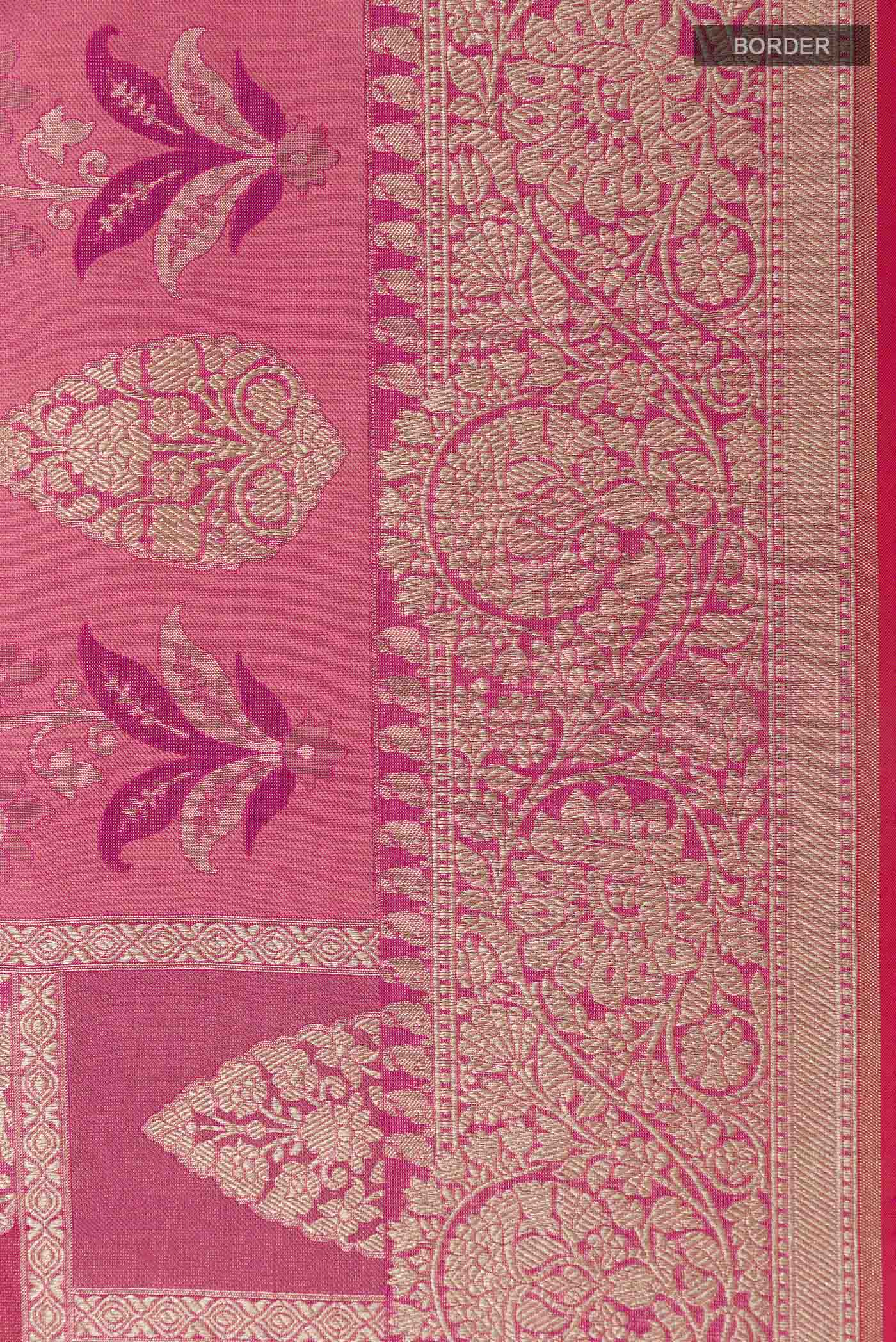 Pink Banarasi Silk Saree - Image 3