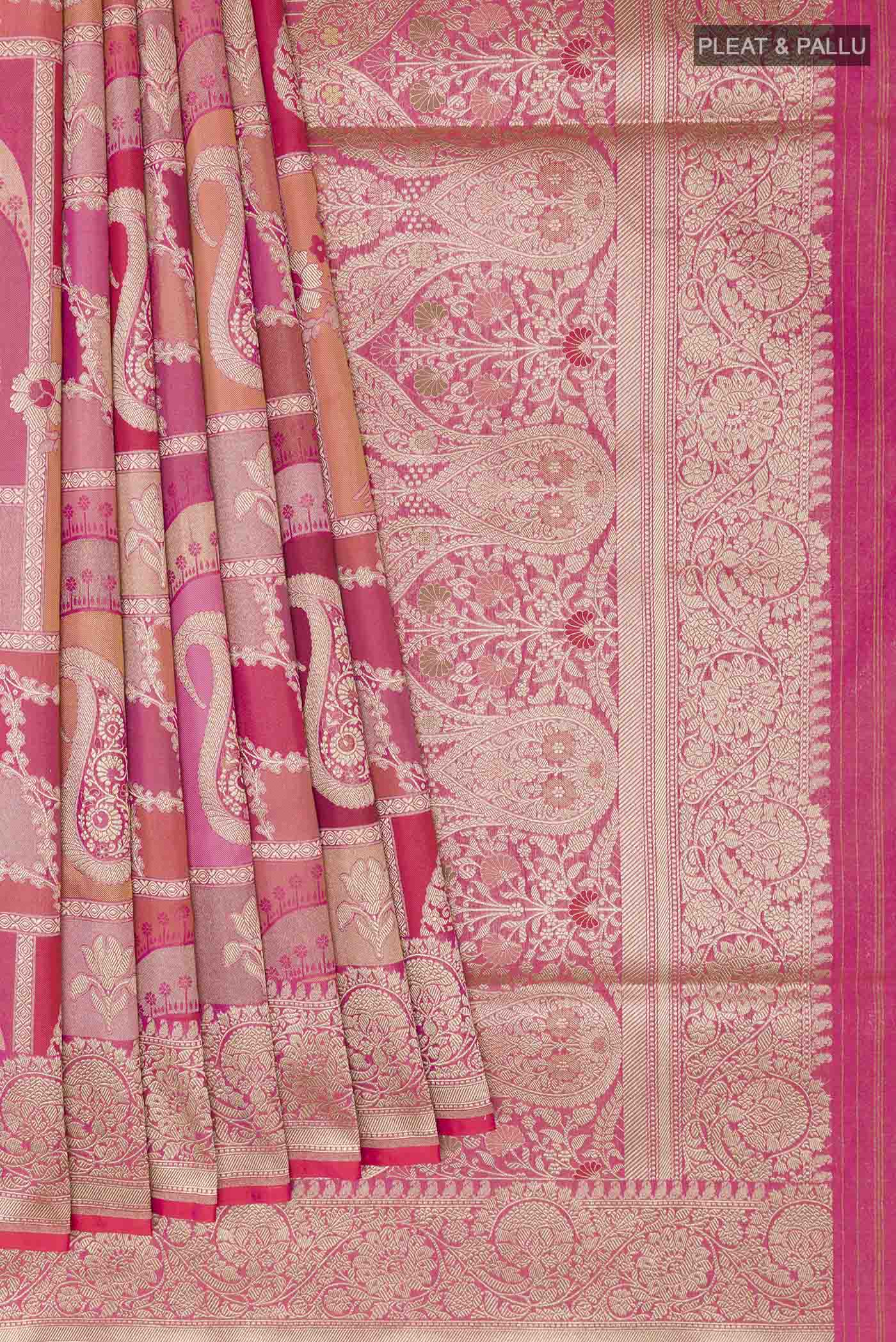 Pink Banarasi Silk Saree - Image 4