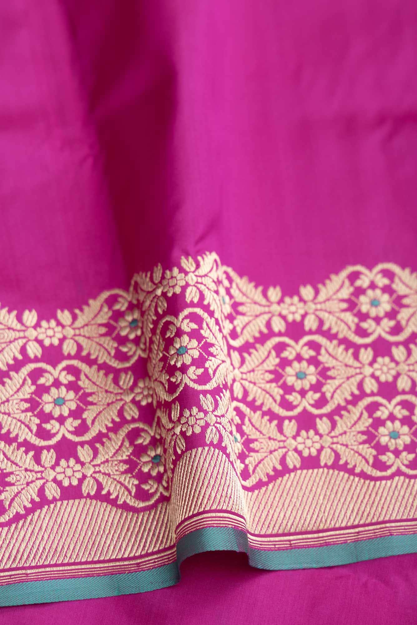 Suhasini Pink Banarasi Silk Saree - Image 4