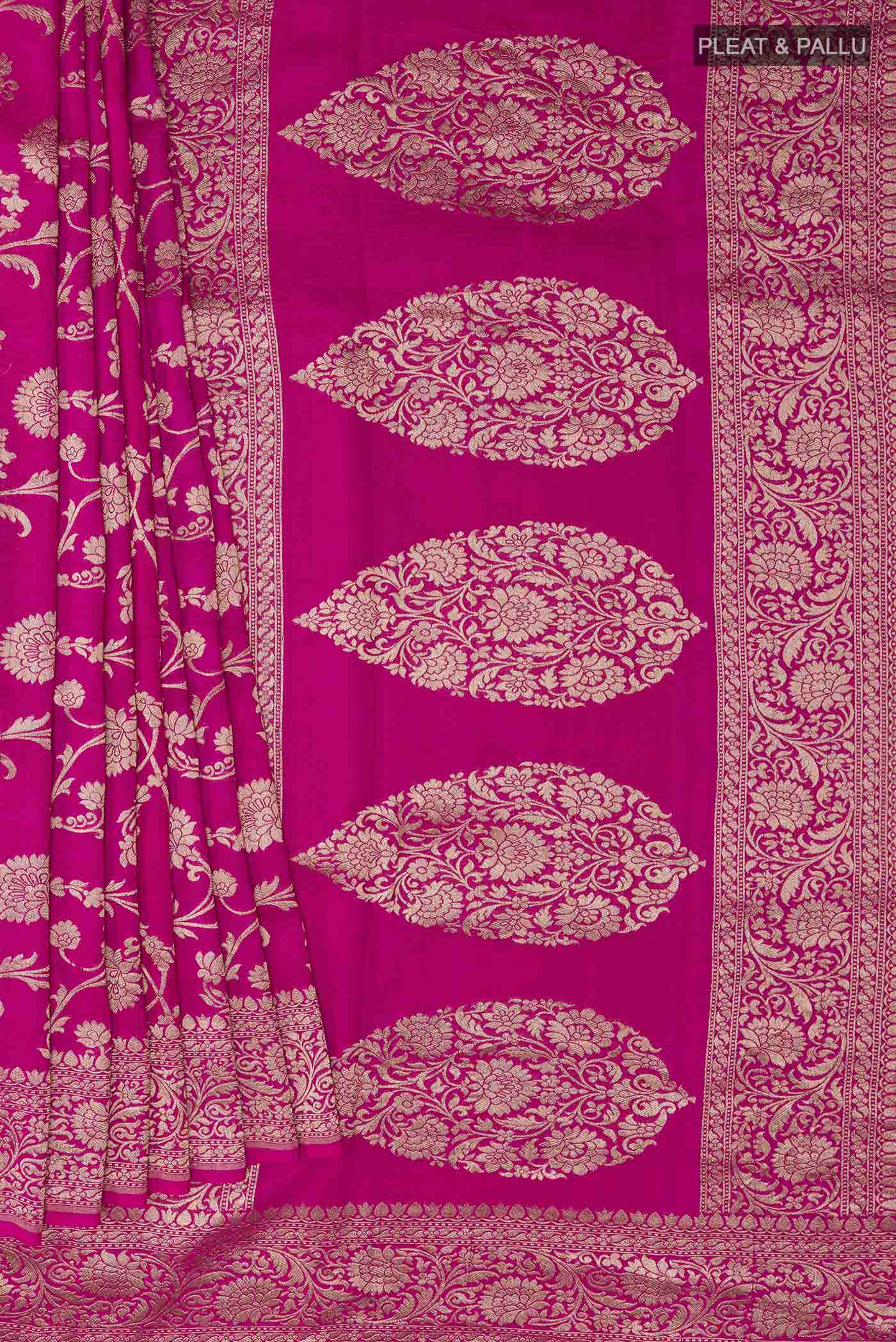 Pink Banarasi Tussar Georgette Saree - Image 4