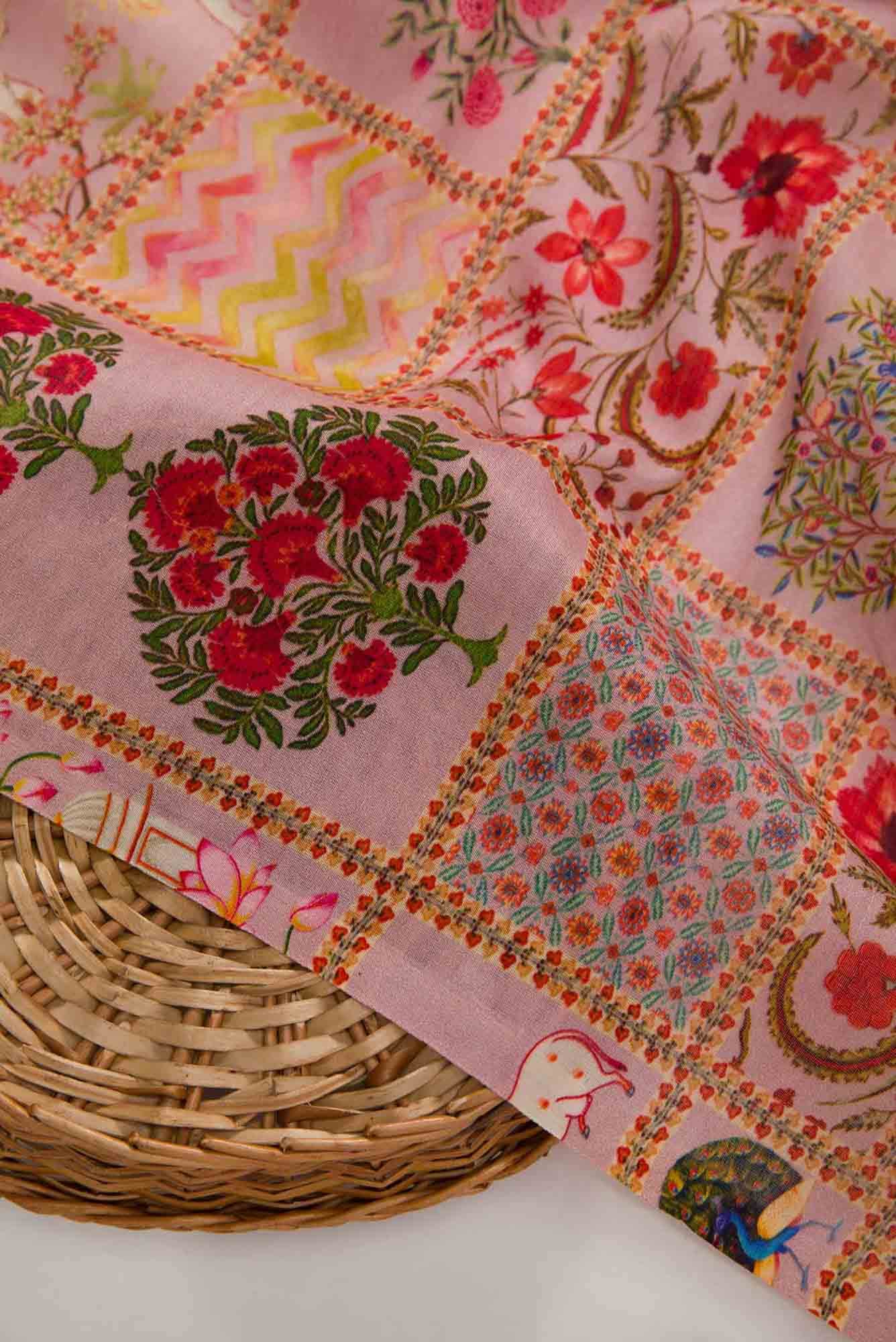 Pink Chanderi Silk Dress Material - Image 3