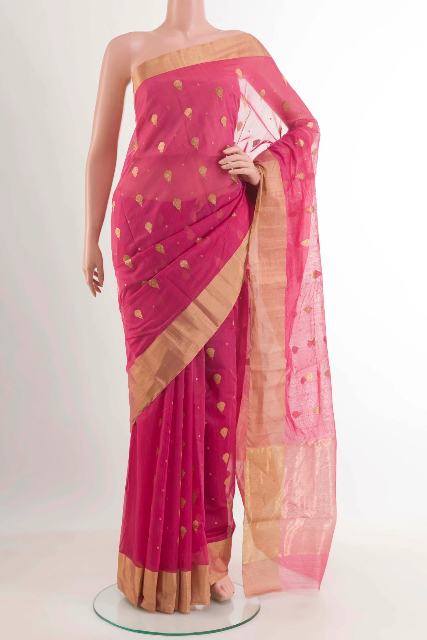 Pink Chanderi Silk Cotton Saree