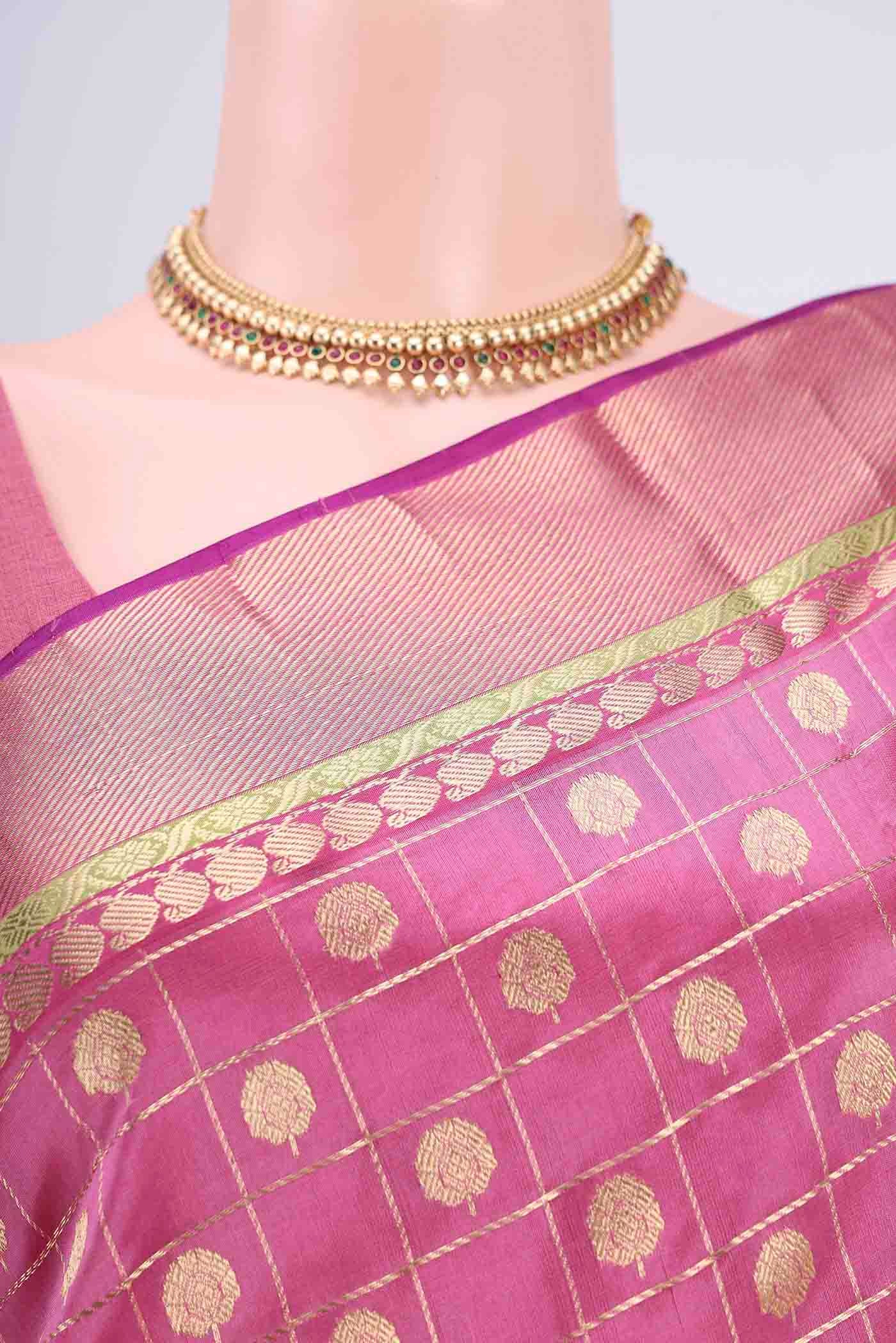 Pink Chanderi Silk Saree - Image 2