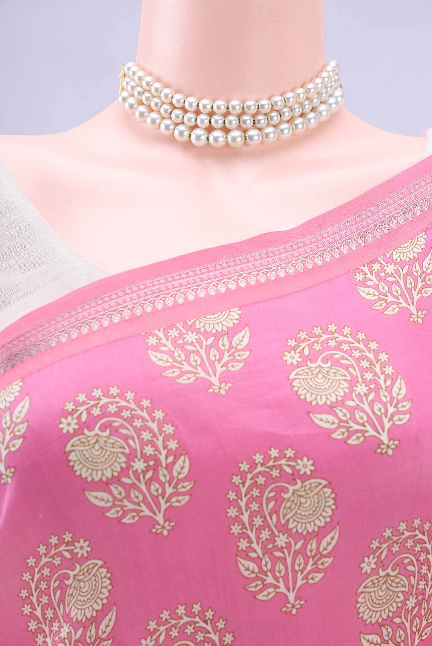 Pink Chanderi Silk Saree - Image 3