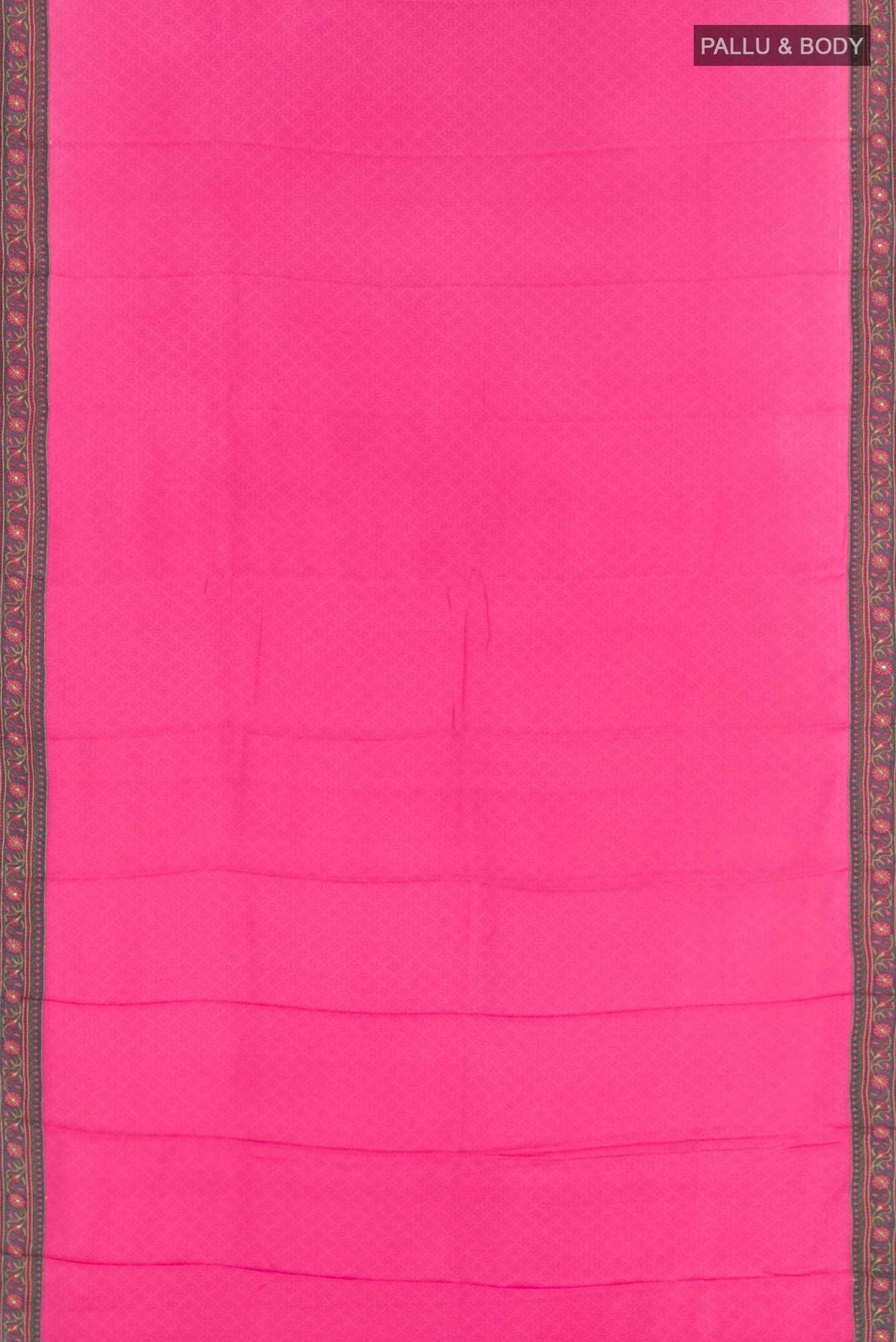 Pink Crepe Saree - Image 3