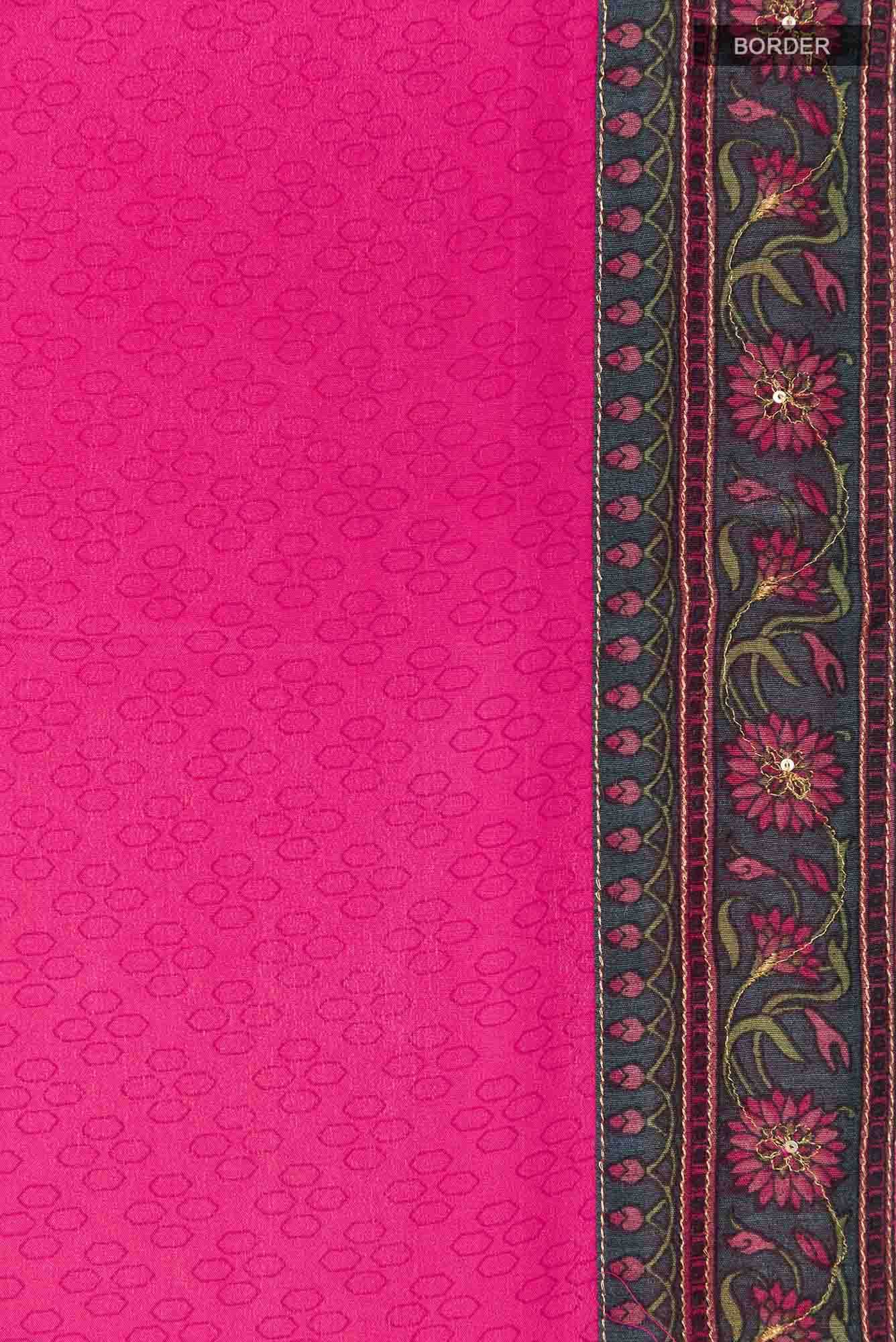 Pink Crepe Saree - Image 4