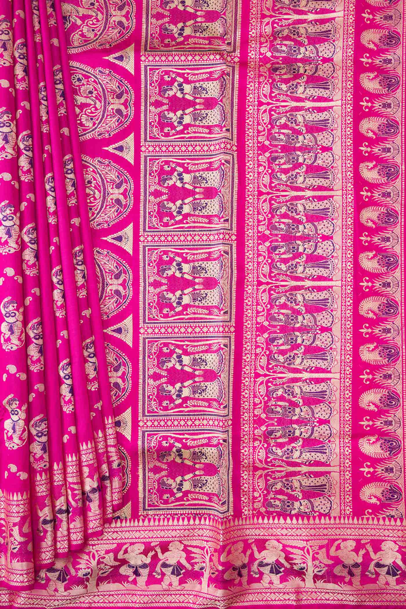 Pink Dual Tone Baluchari Silk Saree - Image 4