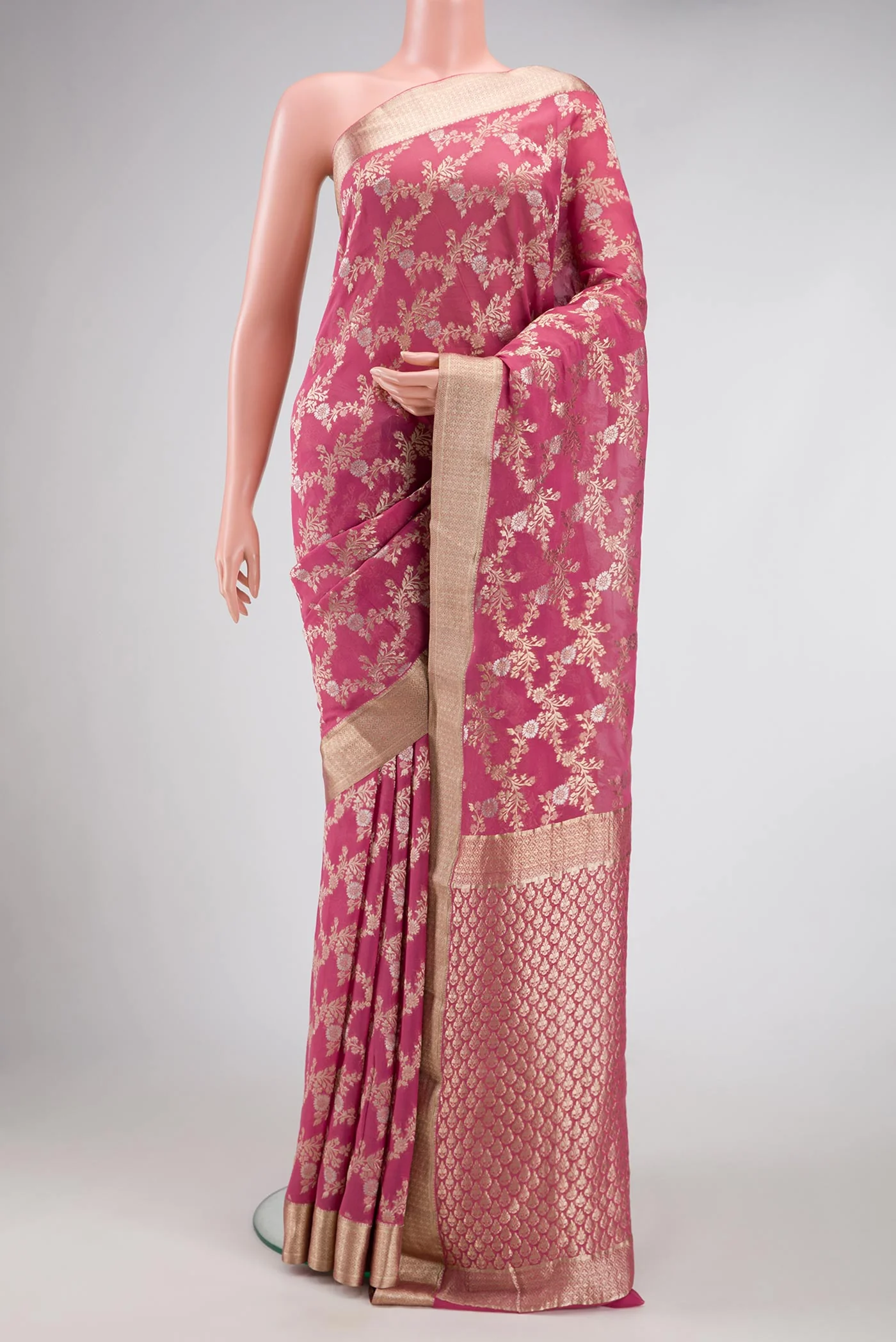 Pink Mysore Georgette Saree
