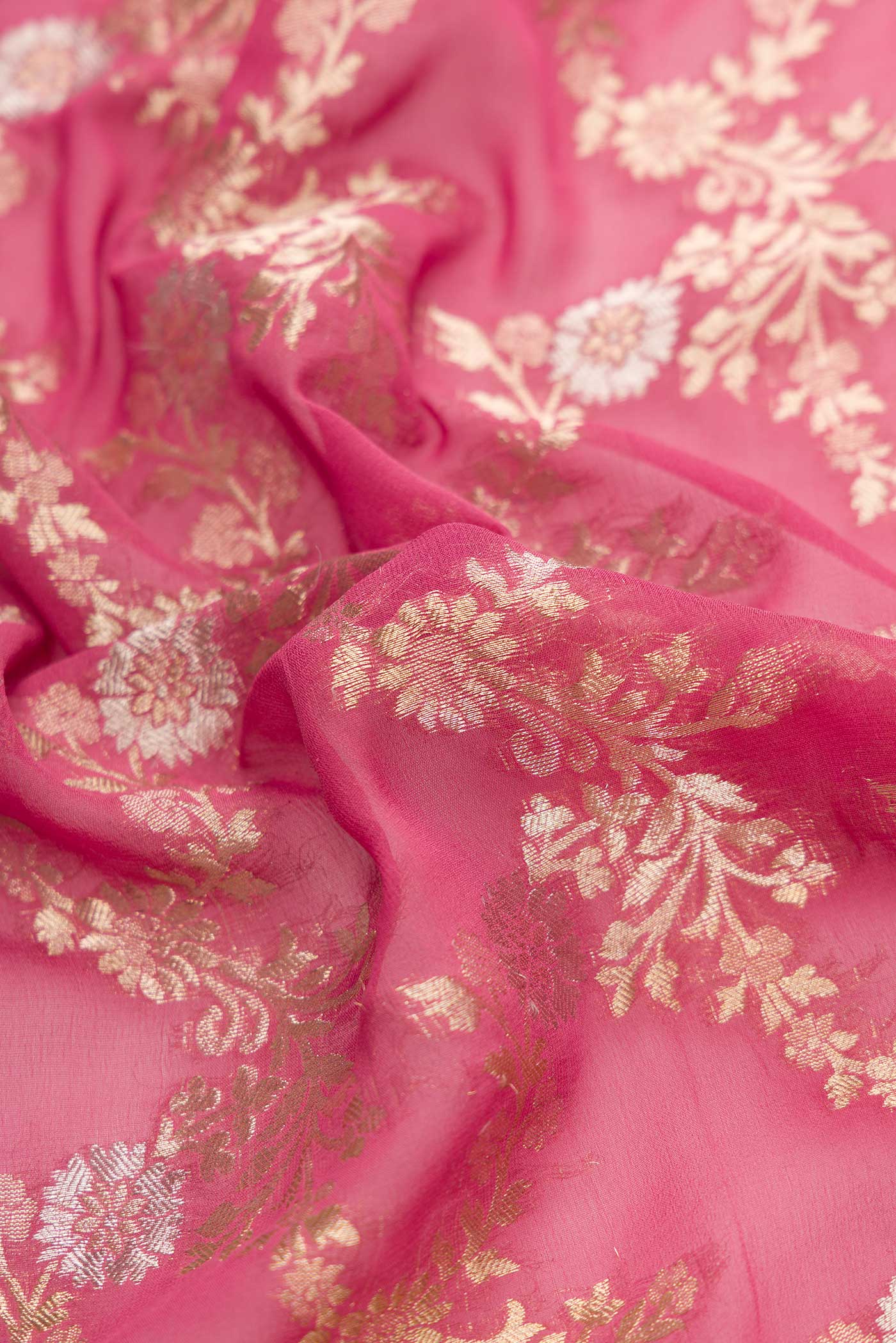 Pink Mysore Georgette Saree - Image 2