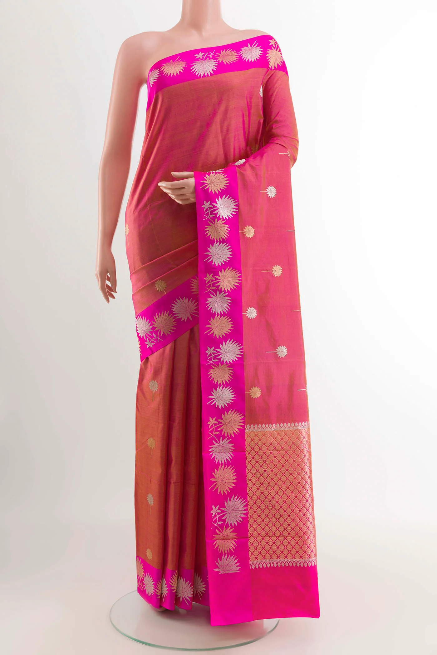Pink Dual Tone Banarasi Katan Silk Saree