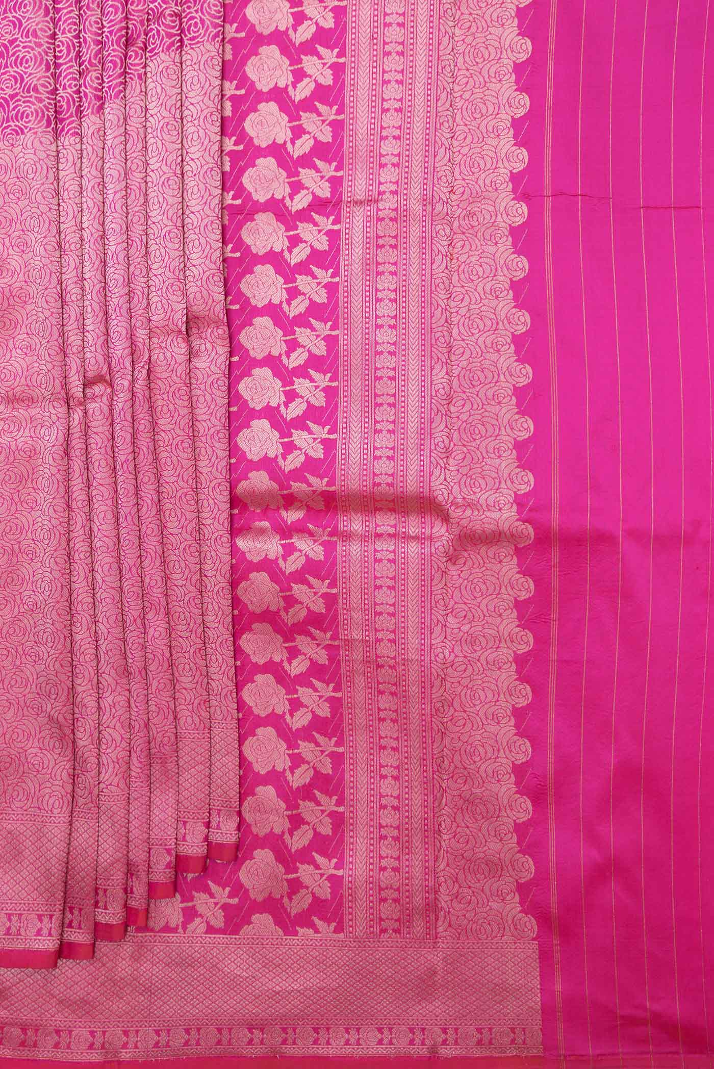 Pink Dual Tone Banarasi Silk Saree - Image 4
