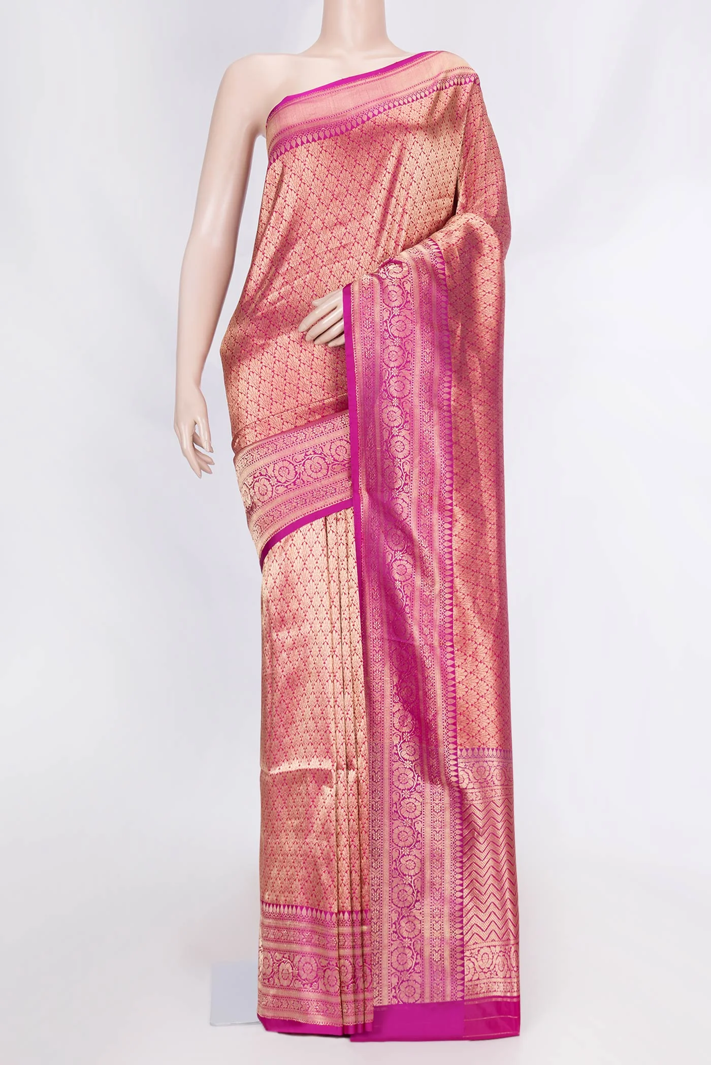 Pink Dual Tone Banarasi Silk Saree