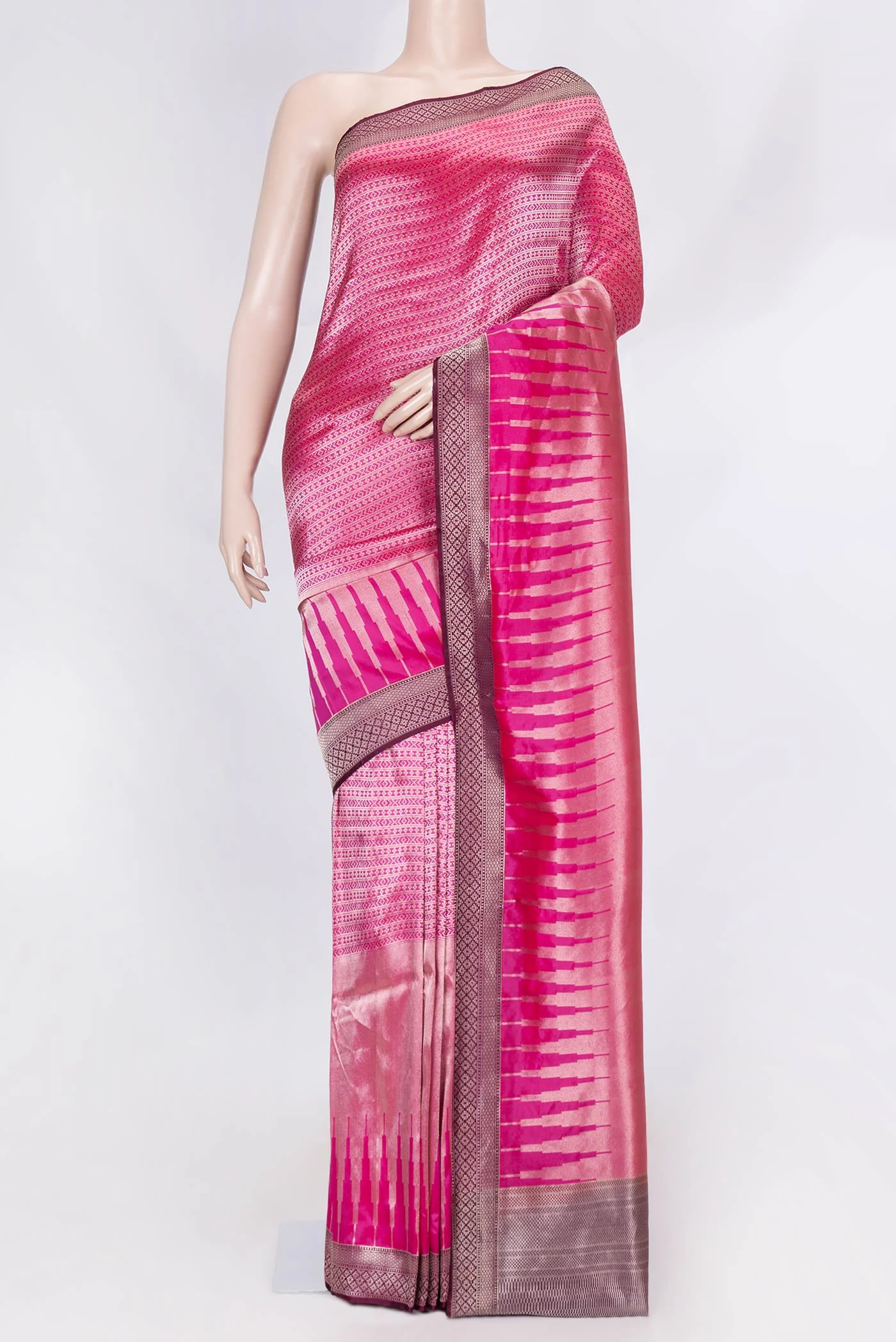 Pink Dual Tone Banarasi Silk Saree