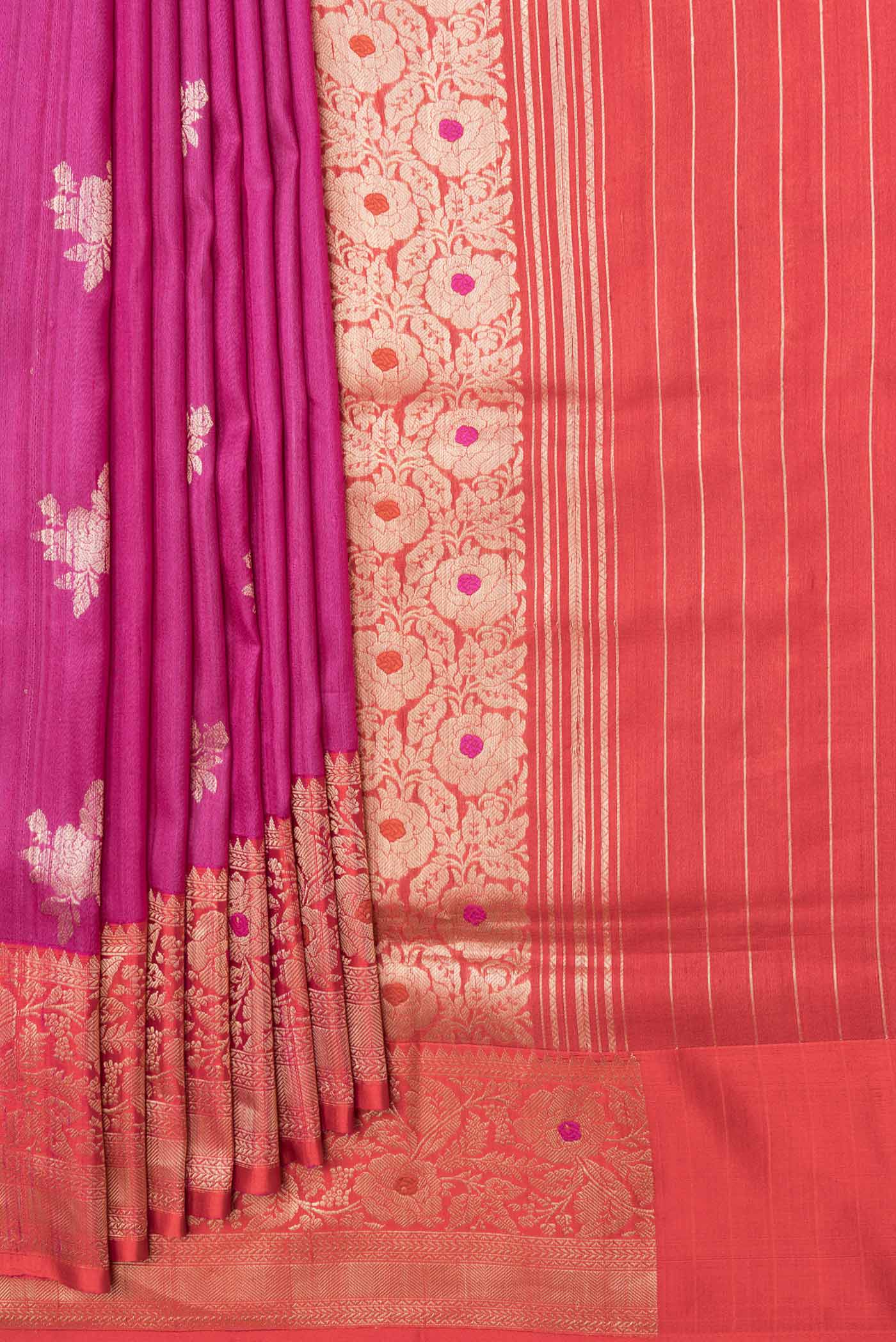 Pink Dual Tone Banarasi Silk Saree - Image 4