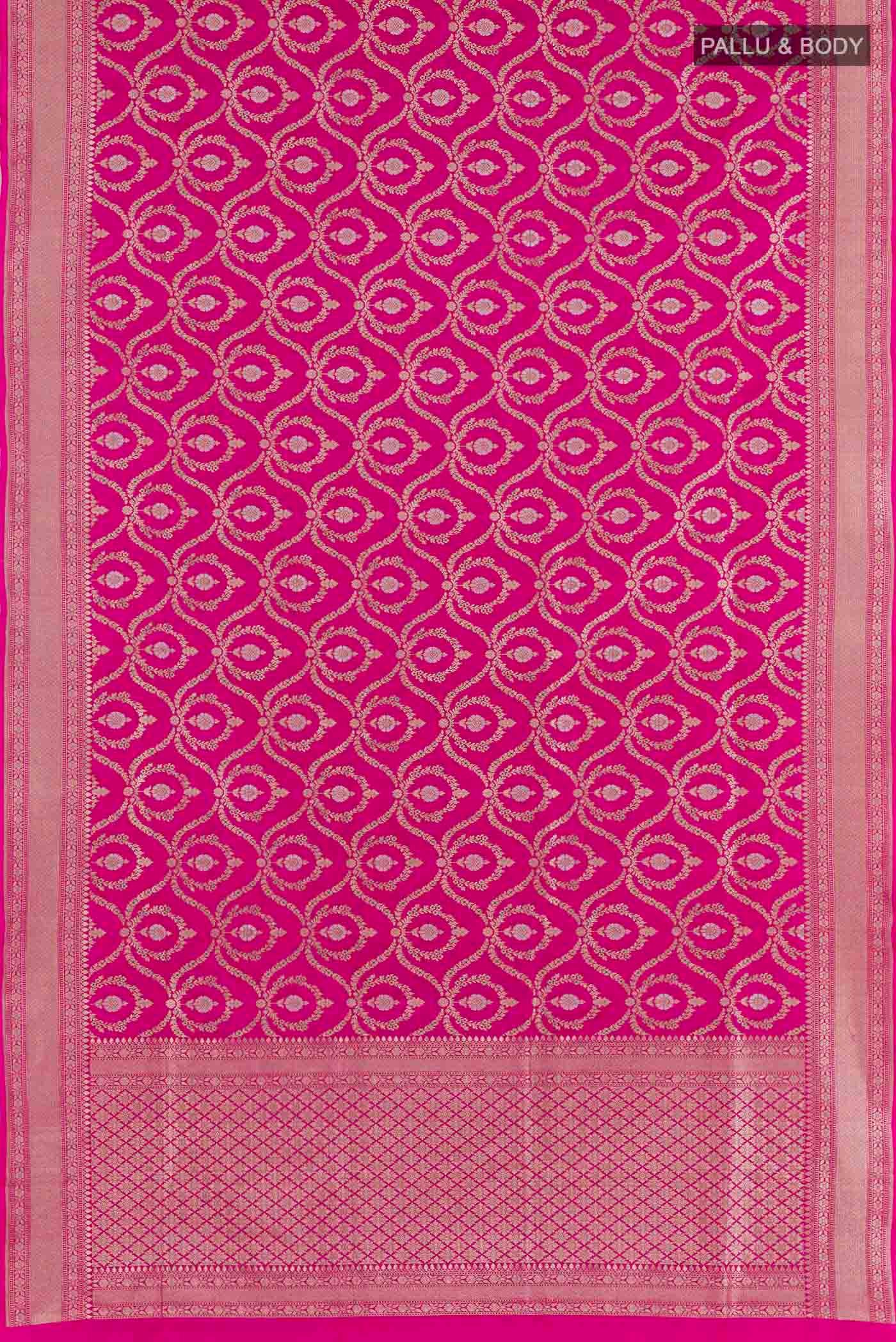 Pink Dual Tone Banarasi Silk Saree - Image 4