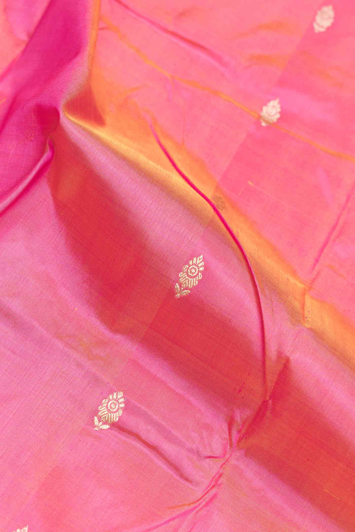 Pink with Yellow Color Banarasi Katan Silk Saree - Image 2