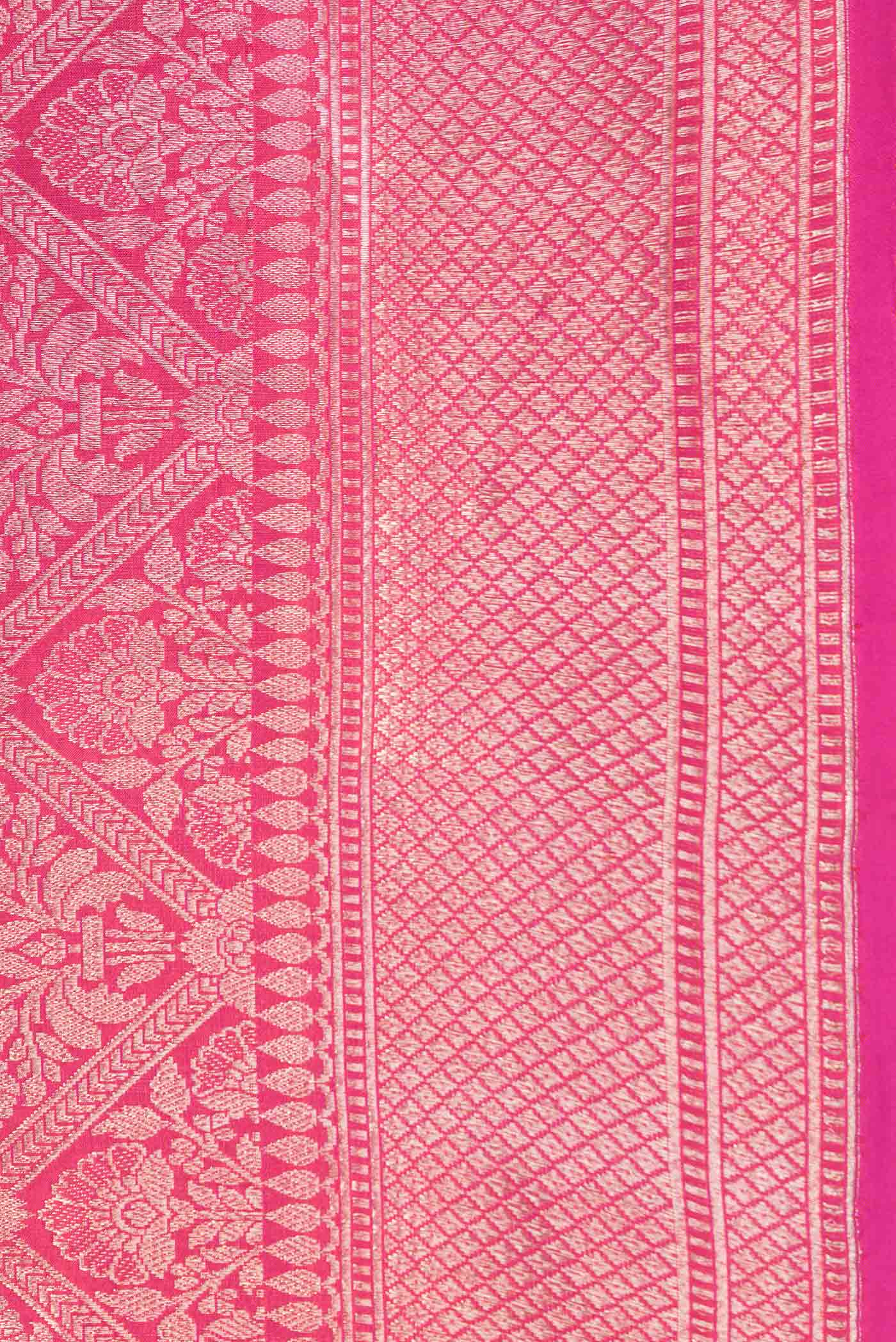 Pink Banarasi Silk Saree - Image 3