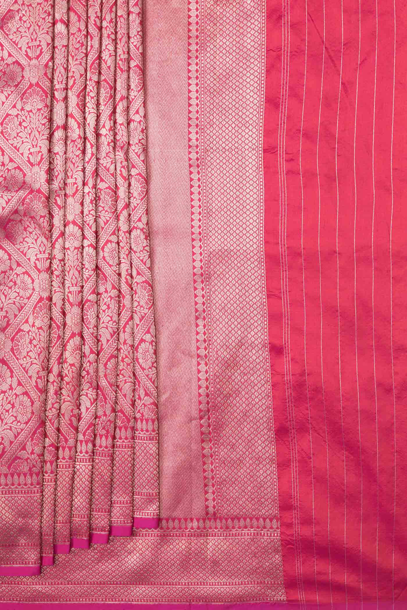 Pink Banarasi Silk Saree - Image 4