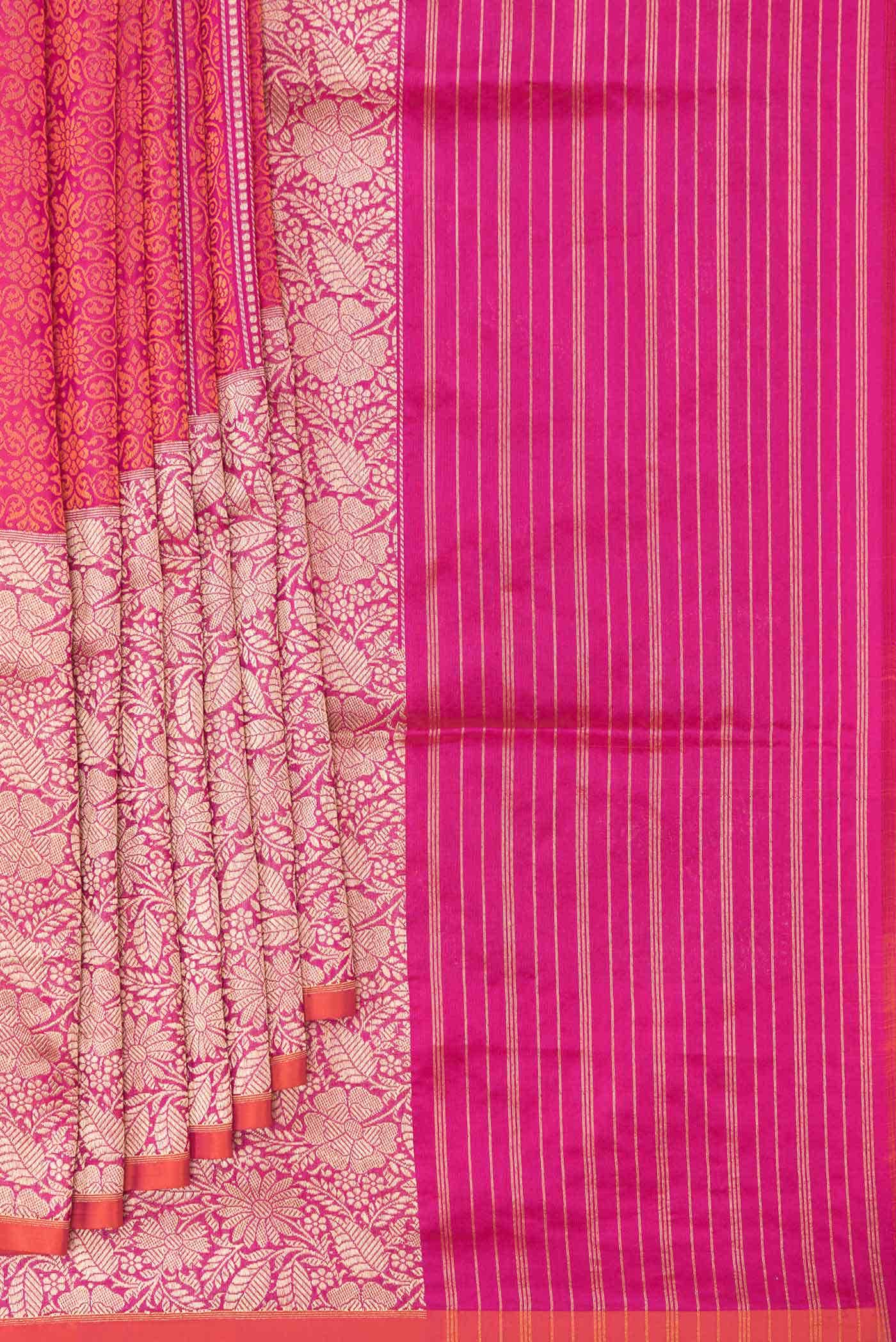 Pink Dual Tone Banarasi Silk Saree - Image 2