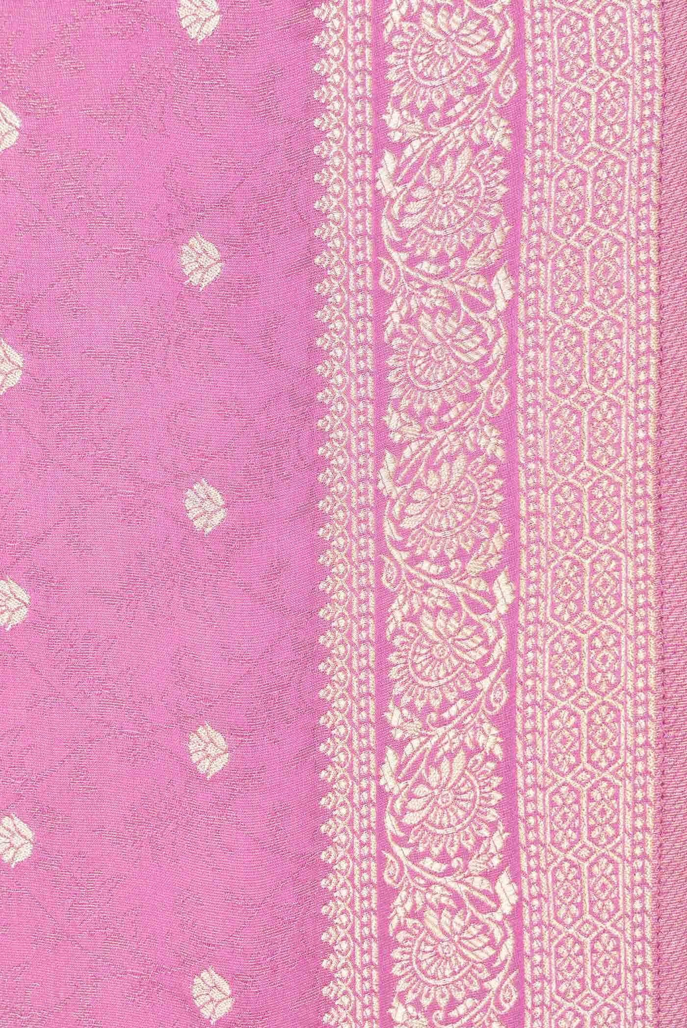Pink Dual Tone Blended Banarasi Silk Saree - Image 3