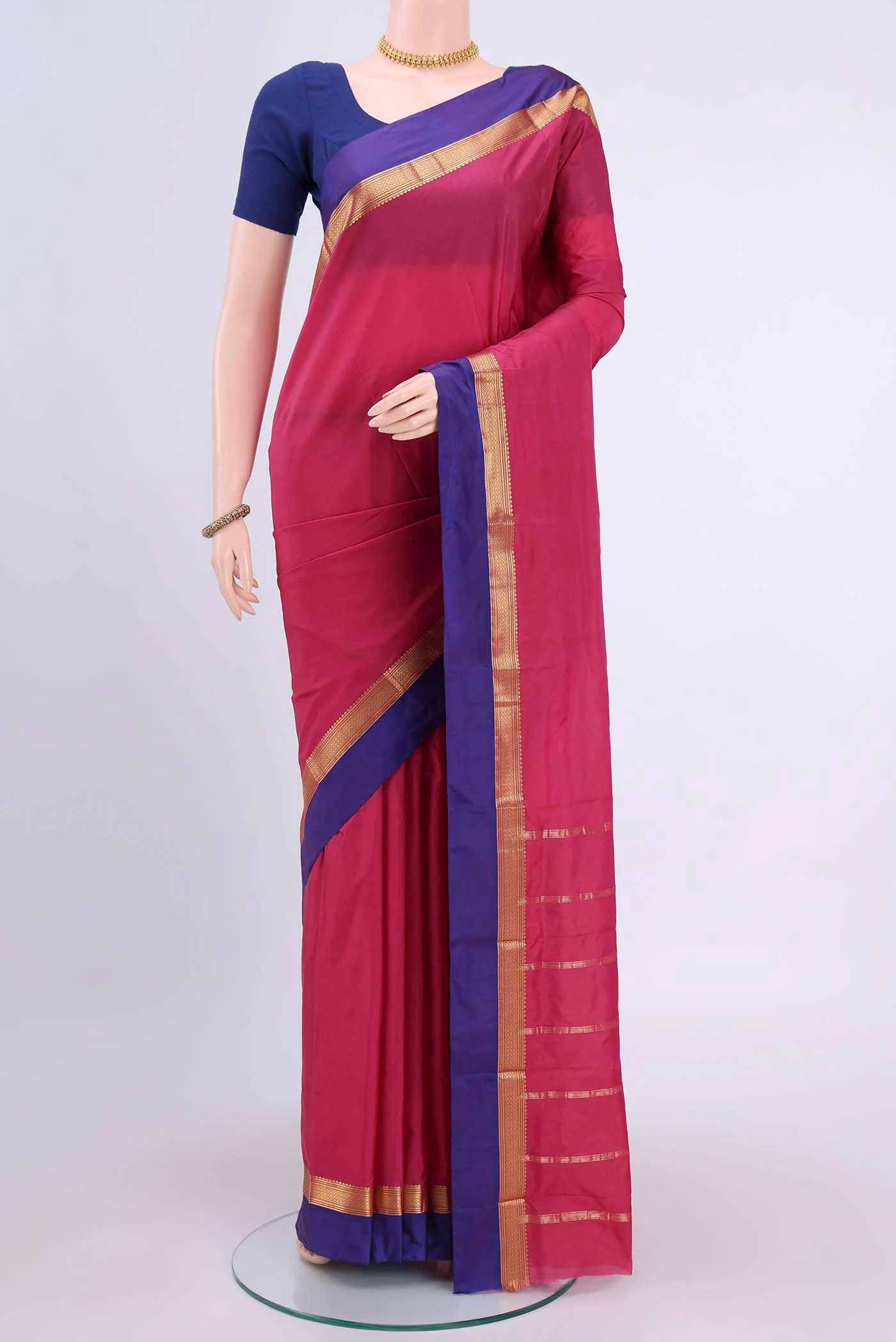 Pink Dual Tone Blended Bangalore Silk Saree
