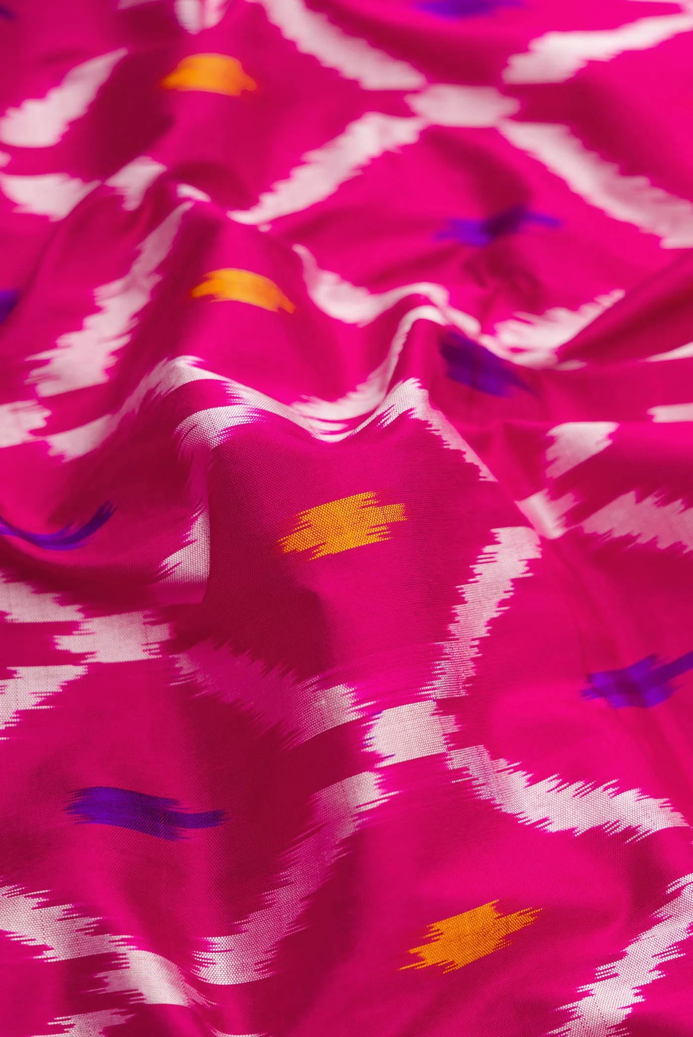 Rani Pink Pochampally Silk Saree - Image 2