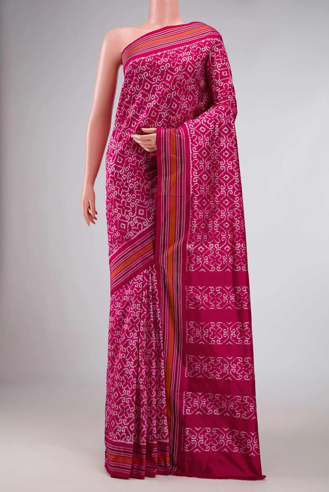 Pink Dual Tone Double Ikat Saree