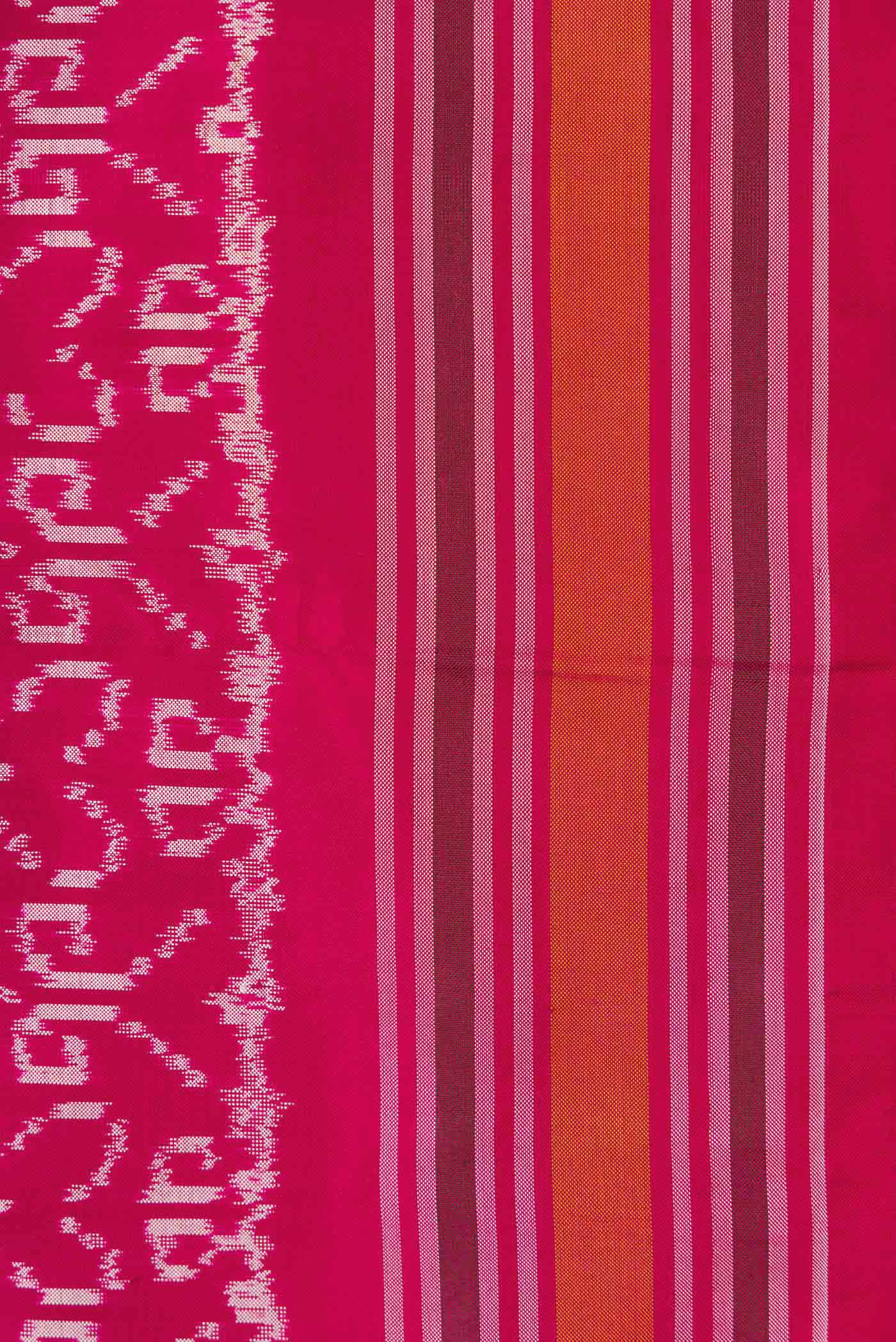 Pink Dual Tone Double Ikat Saree - Image 3