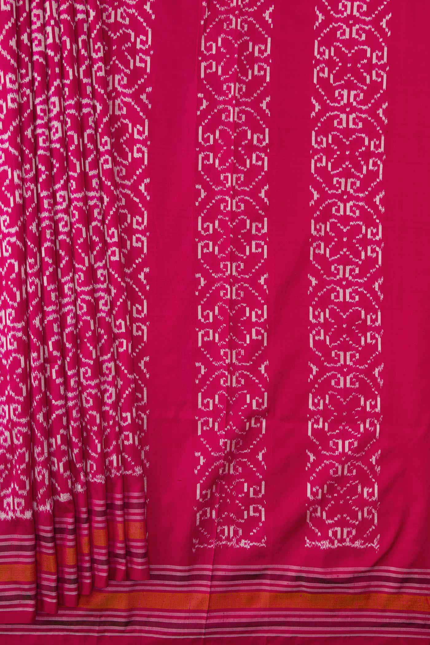 Pink Dual Tone Double Ikat Saree - Image 4