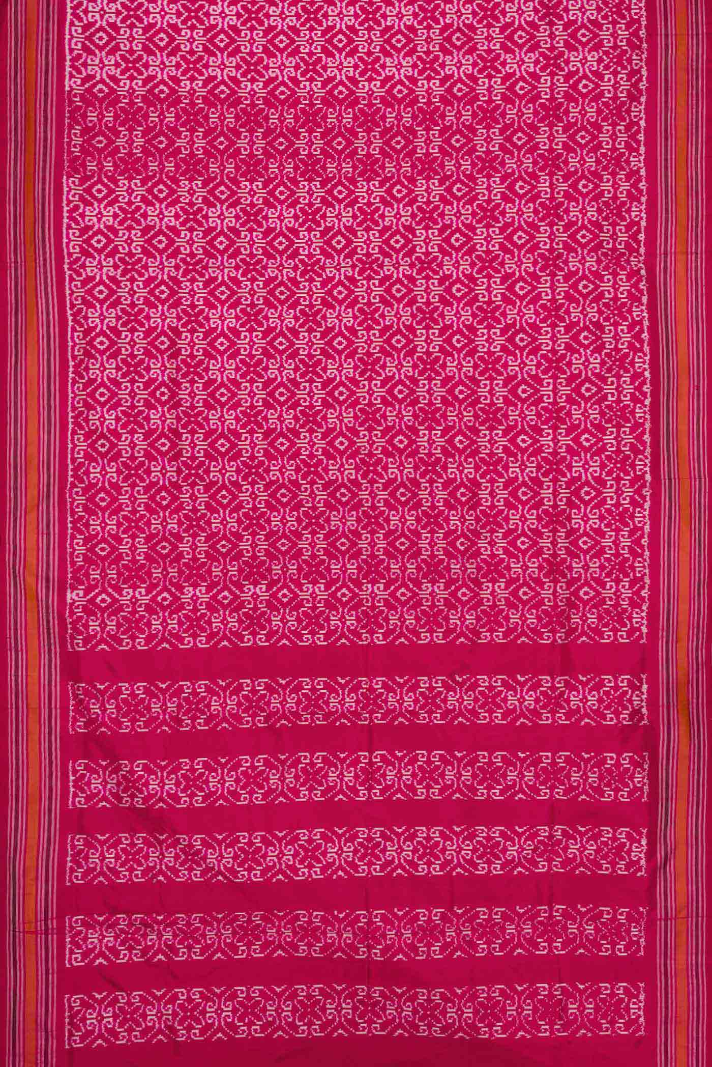 Pink Dual Tone Double Ikat Saree - Image 6