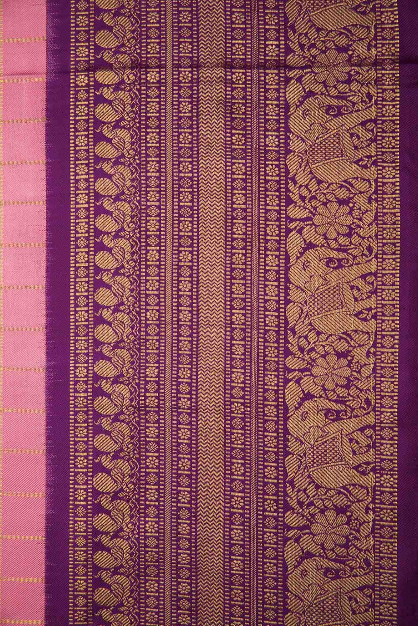 Rose pink Kanjivaram Silk Saree - Image 5