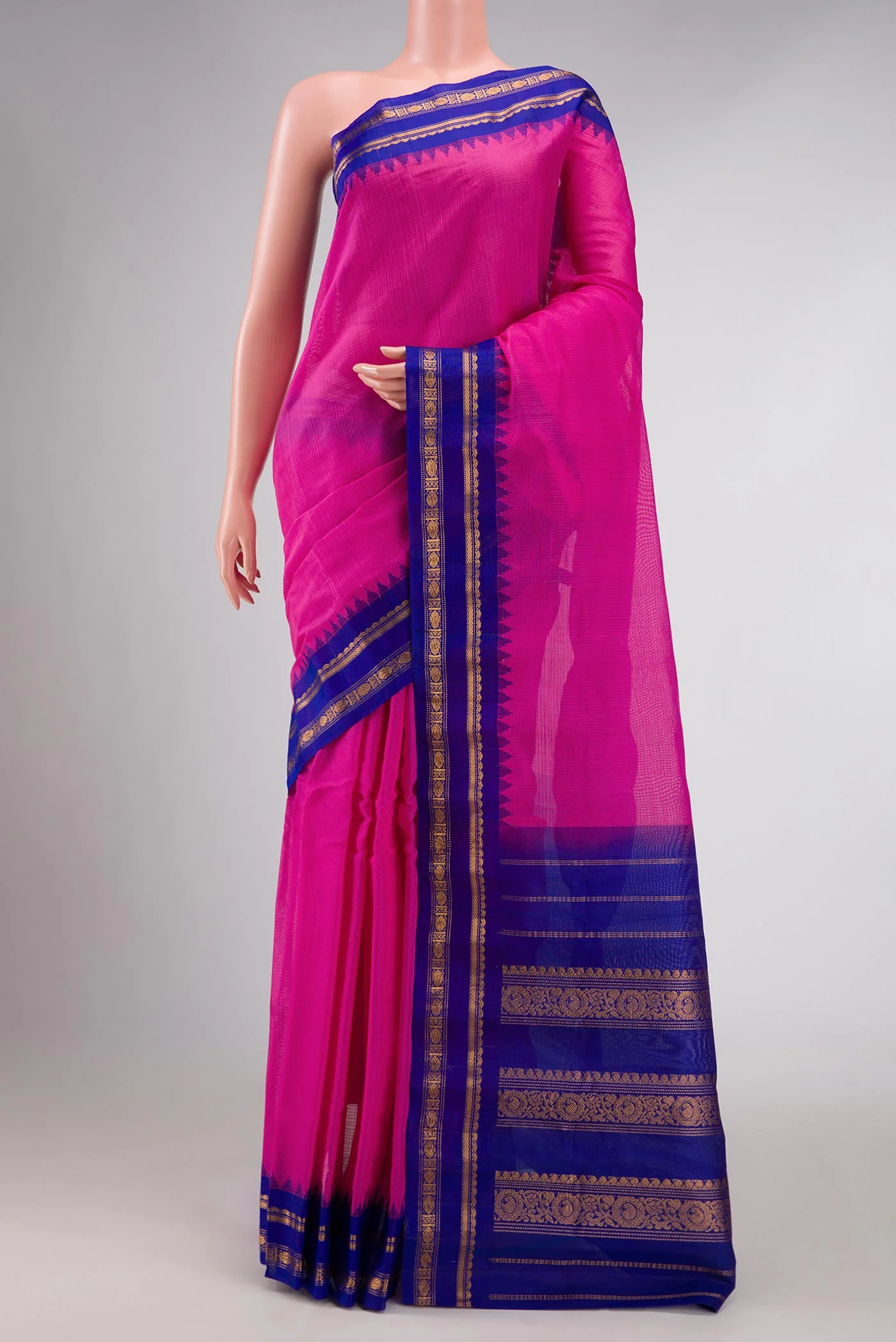 Pink Dual Tone Gadwal cotton Saree