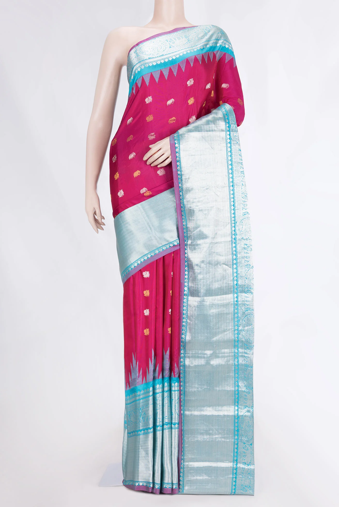 Pink Dual Tone Gadwal Silk Saree