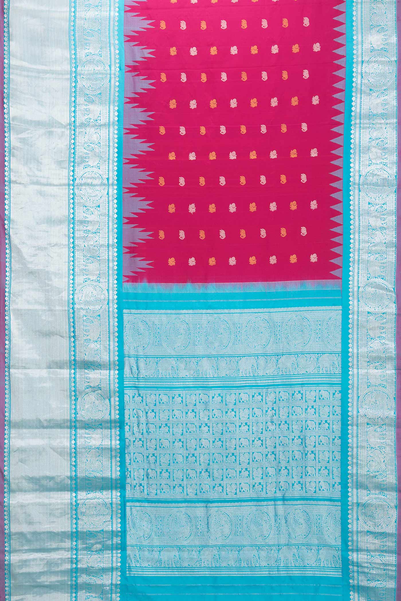 Pink Dual Tone Gadwal Silk Saree - Image 6