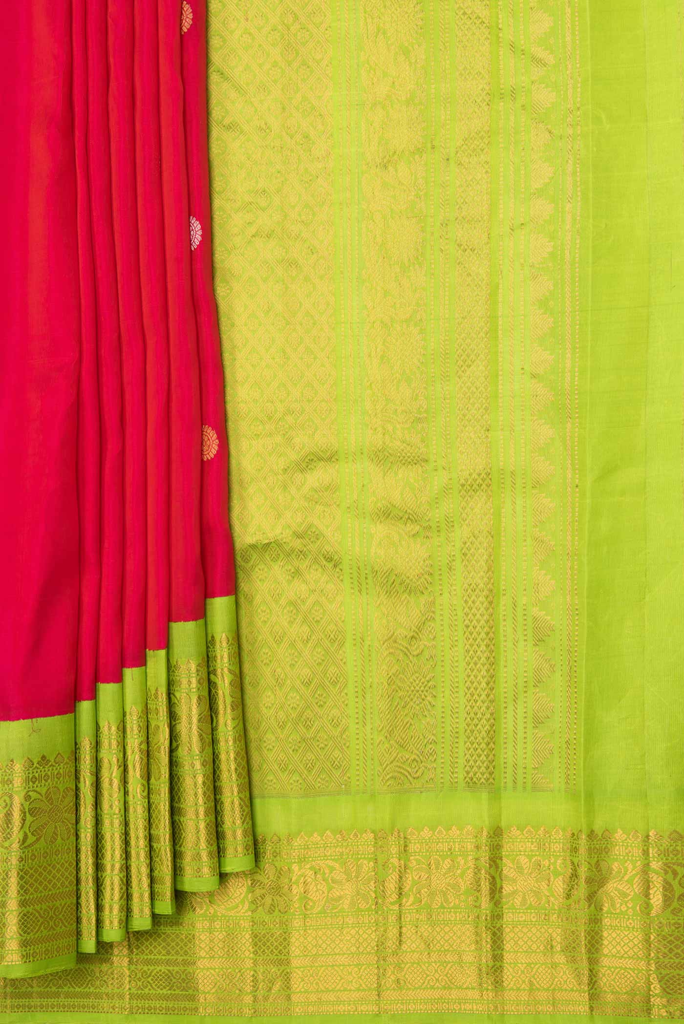 Pink Dual Tone Gadwal Silk Saree - Image 4