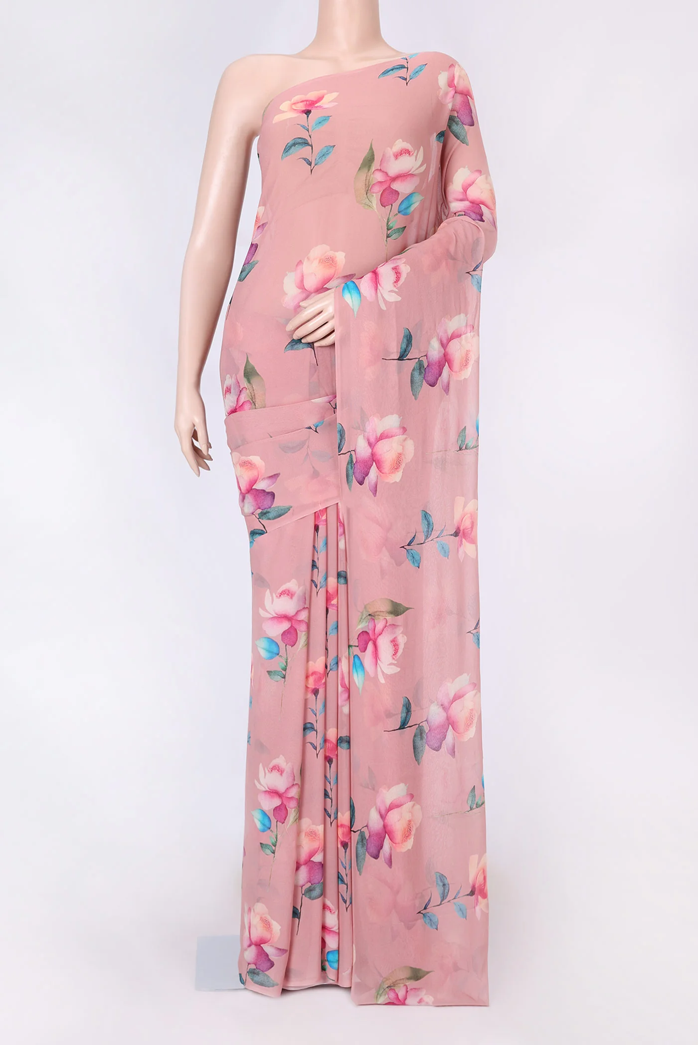 Rose Gold Mysore Georgette Saree