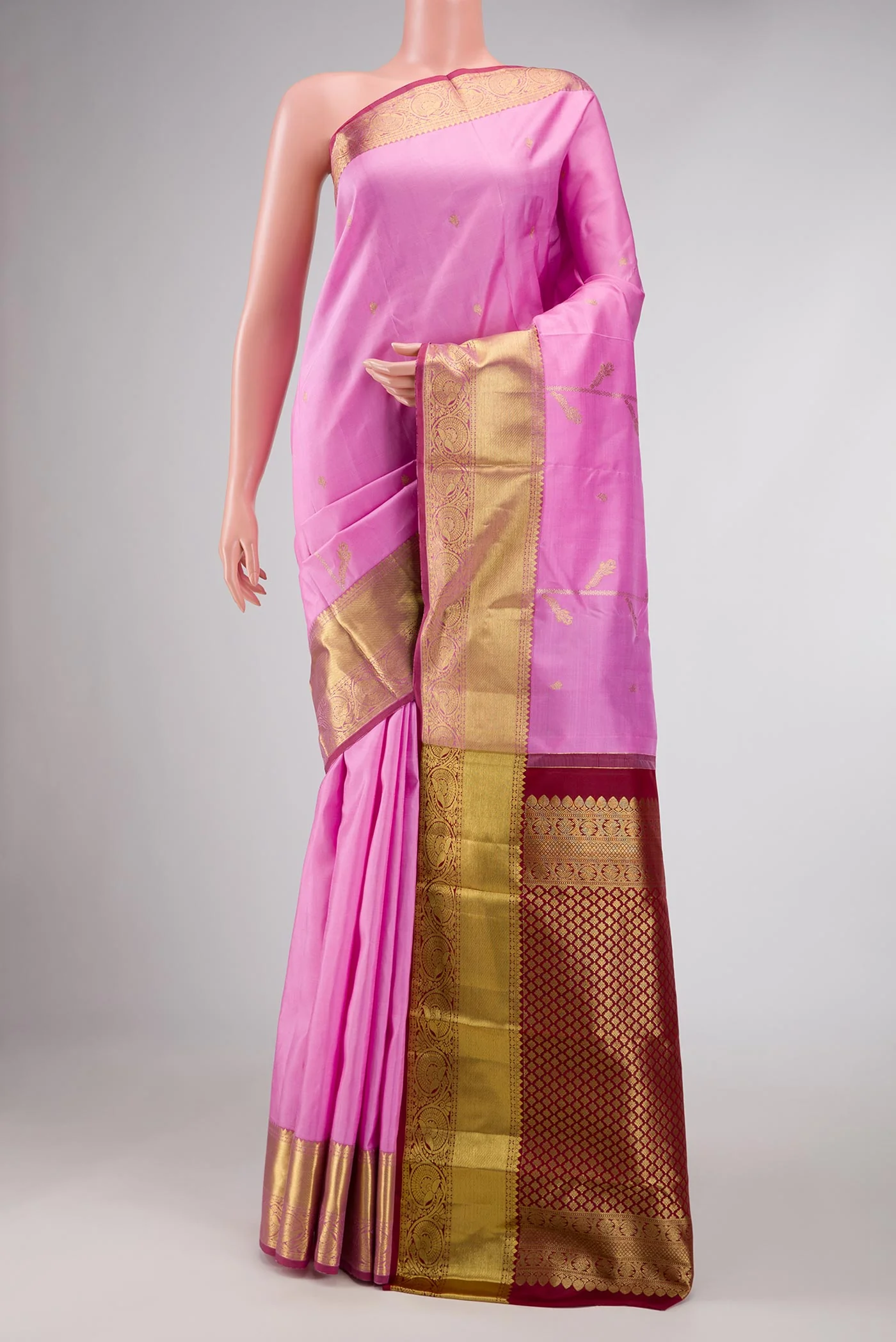 Pink Dual Tone Kanjivaram Saree