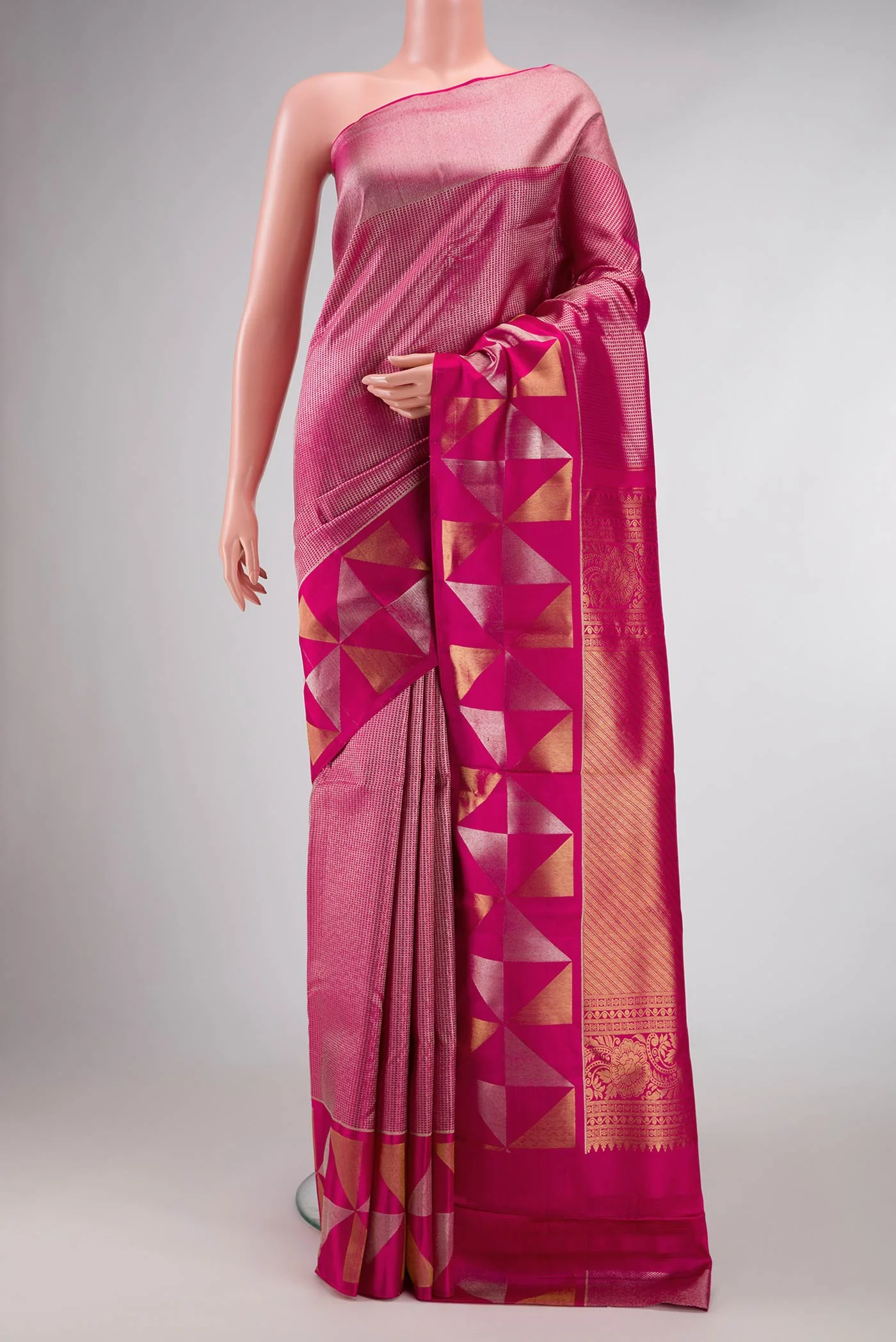 Pink Dual Tone Kanjivaram Saree
