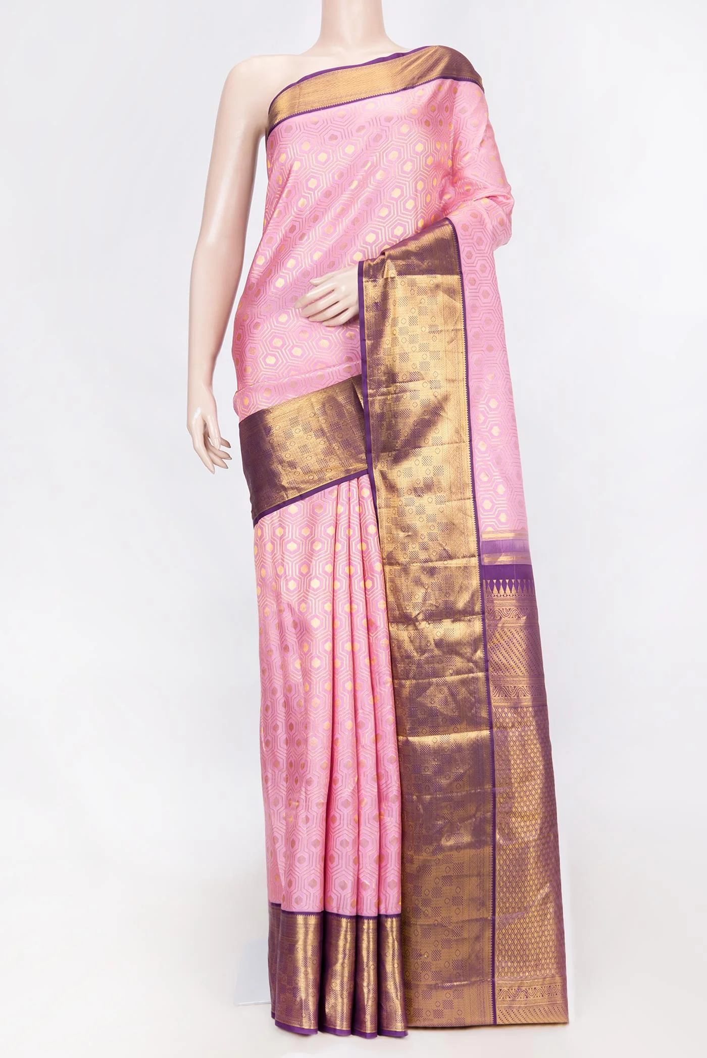 Pink Dual Tone Kanchipuram Saree