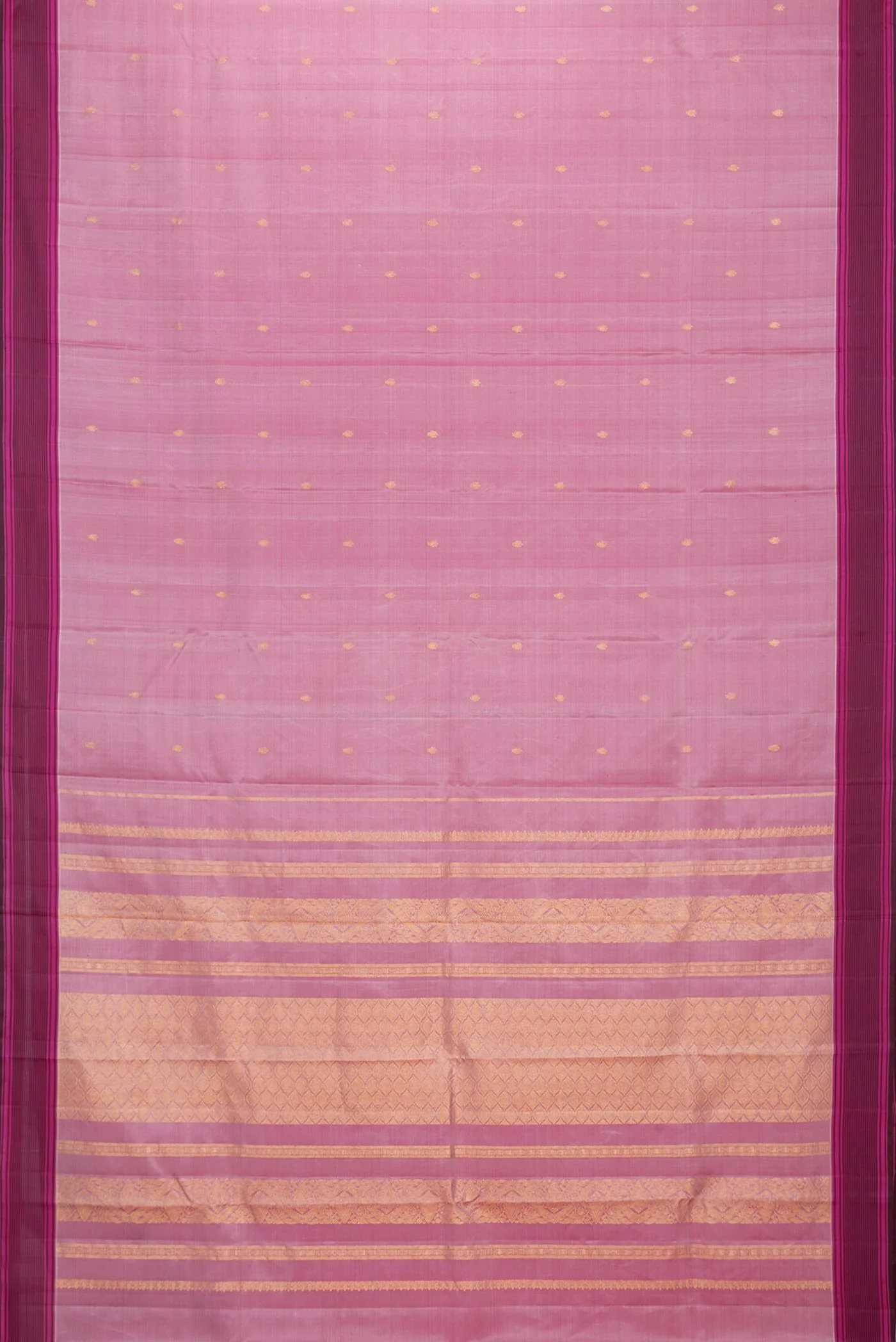 Pure Silk Pure Zari Rose pink Kanchipuram Saree - Image 6