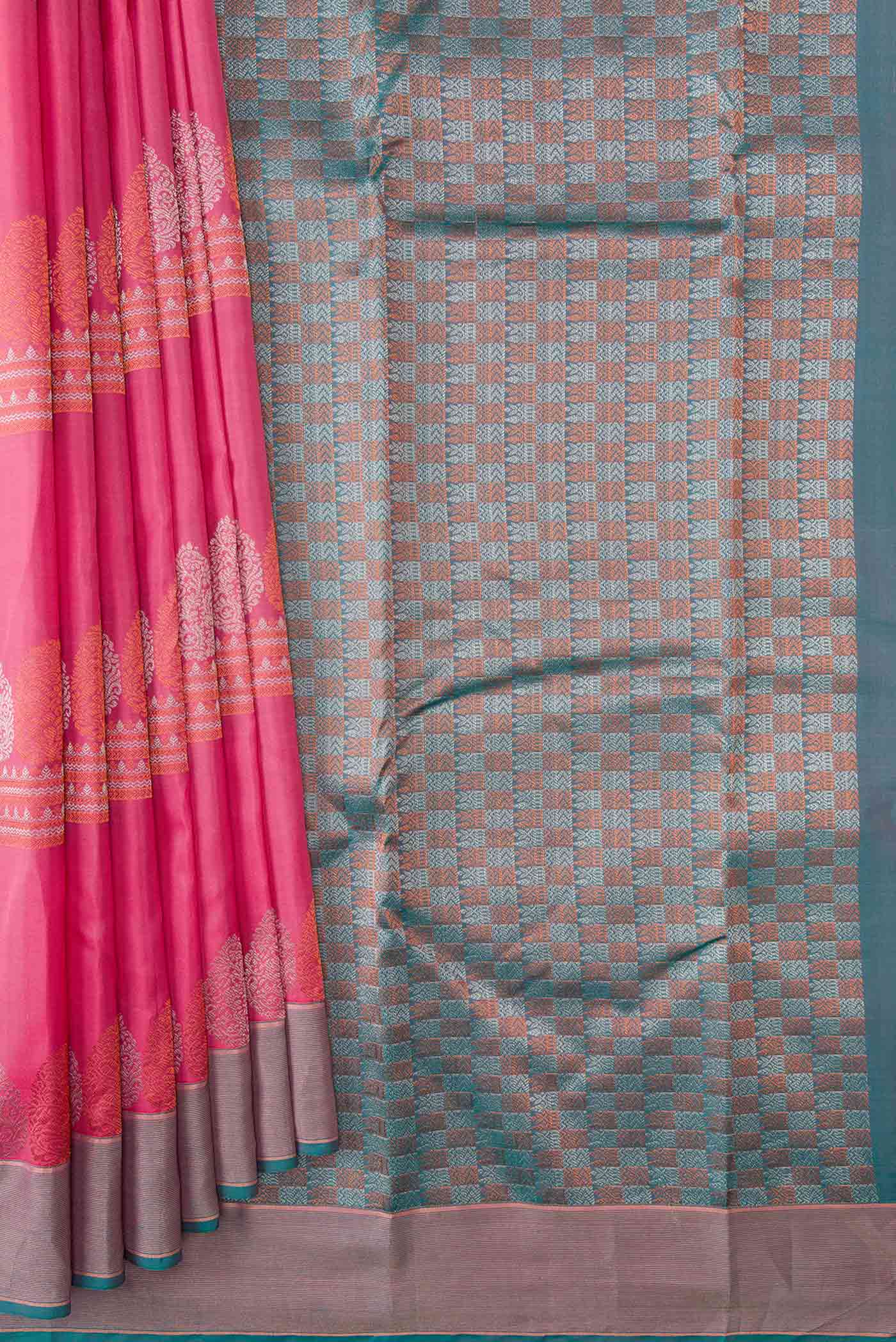 Pink Dual Tone Kanchipuram Silk Saree - Image 4