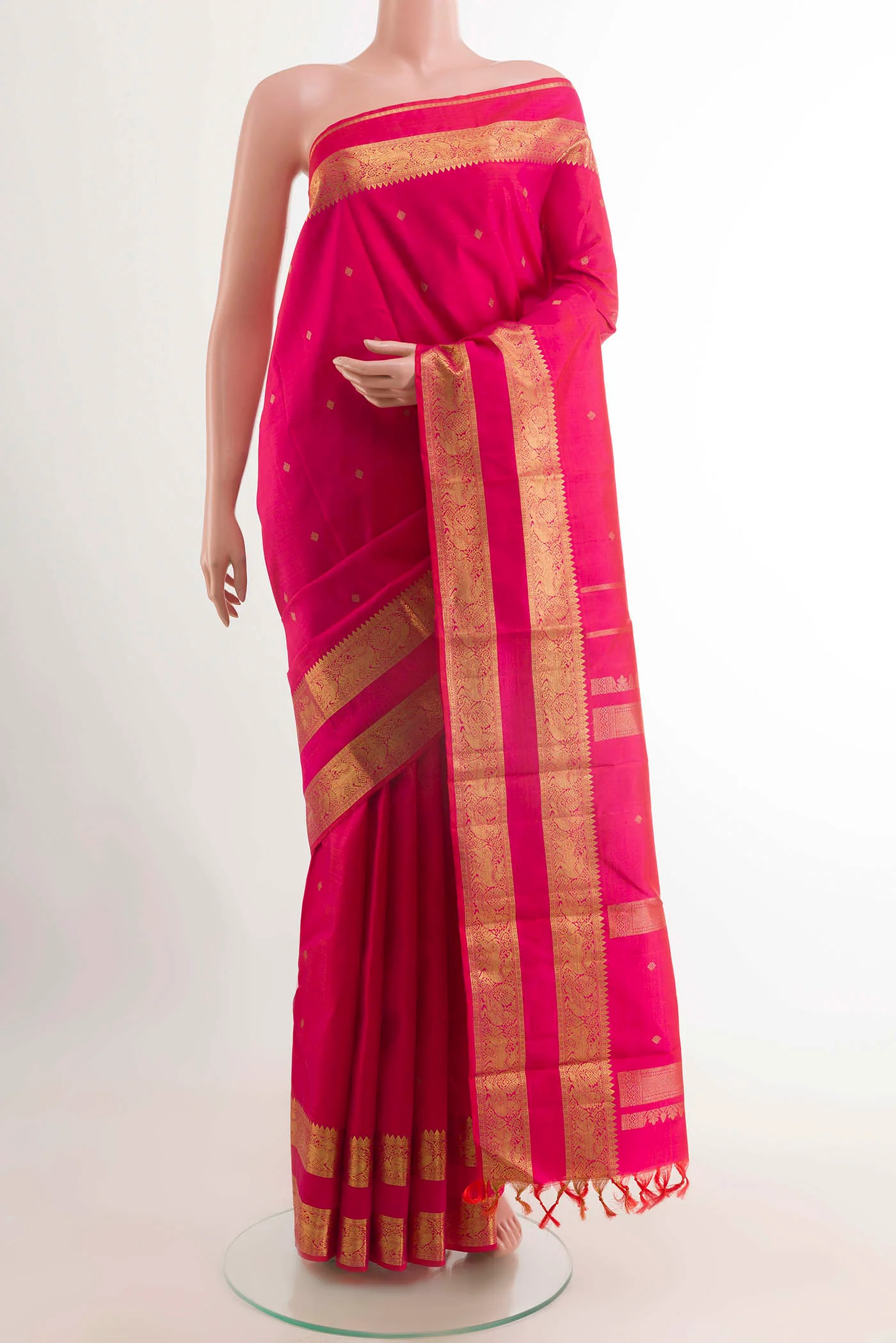 Pink Dual Tone Kanchipuram Silk Saree
