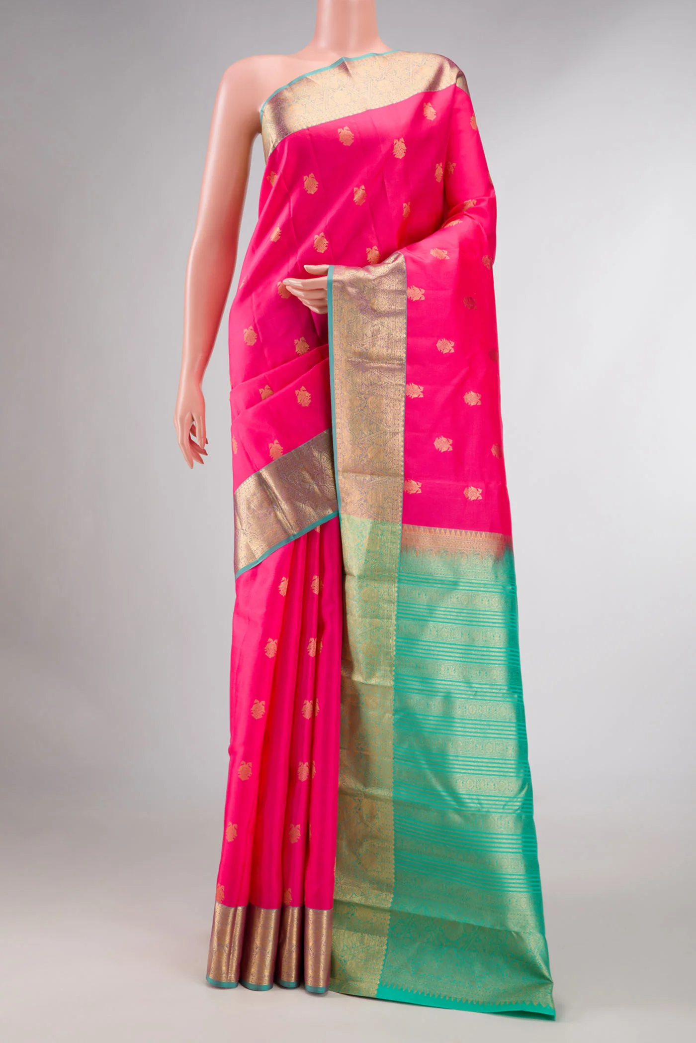 Pink Dual Tone Kanchipuram Silk Saree