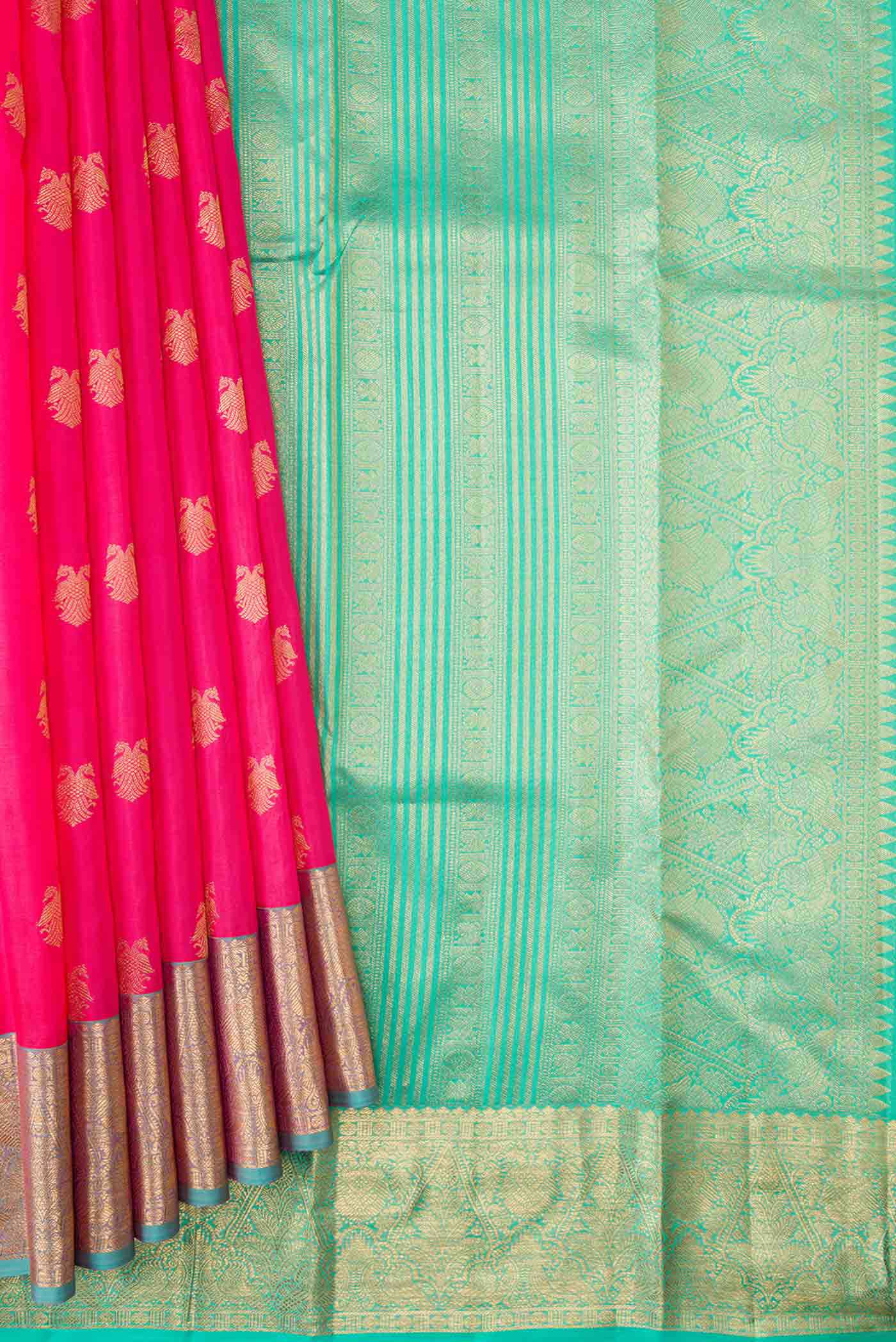 Pink Dual Tone Kanchipuram Silk Saree - Image 4