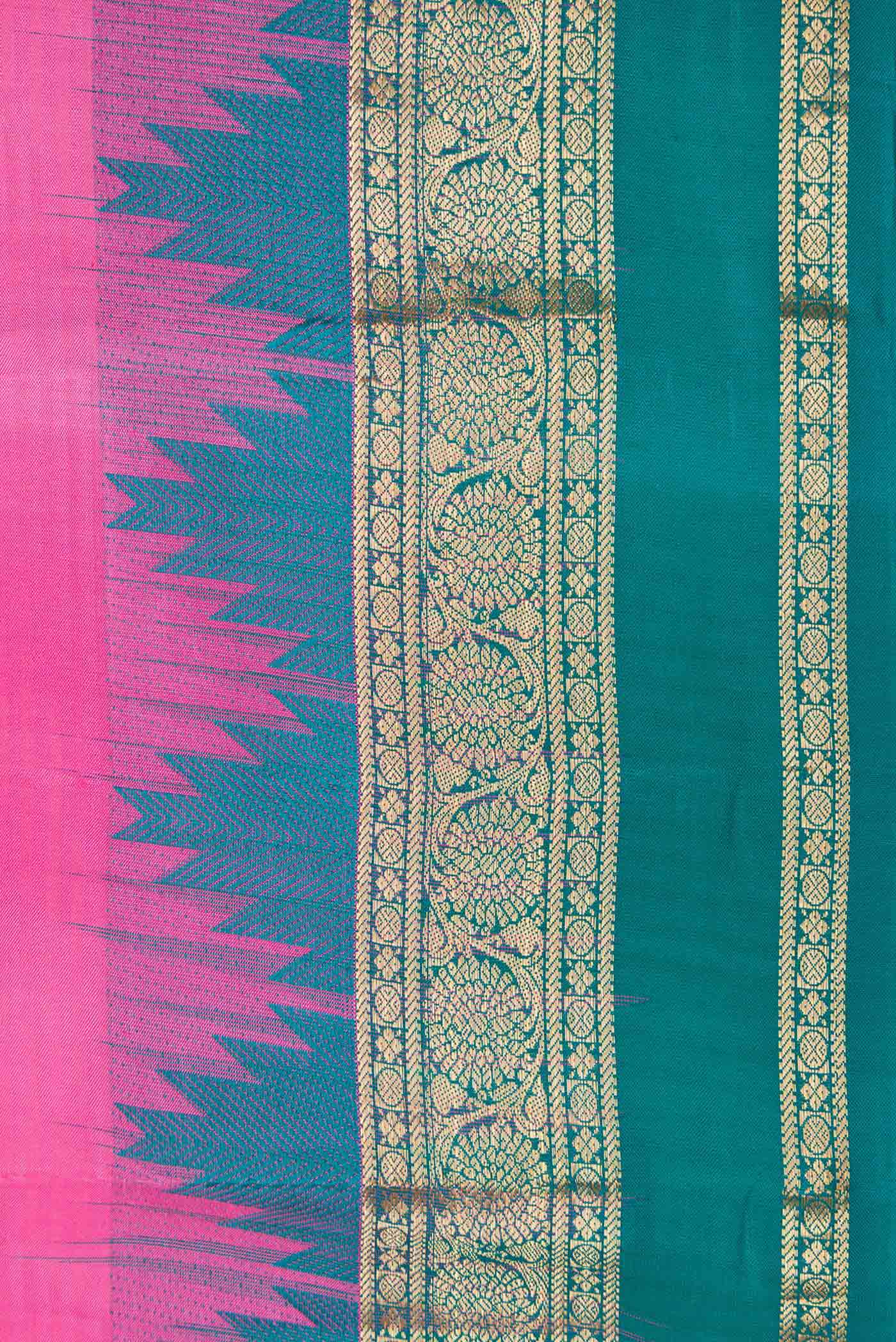 Pink Dual Tone Kanchipuram Silk Saree - Image 3