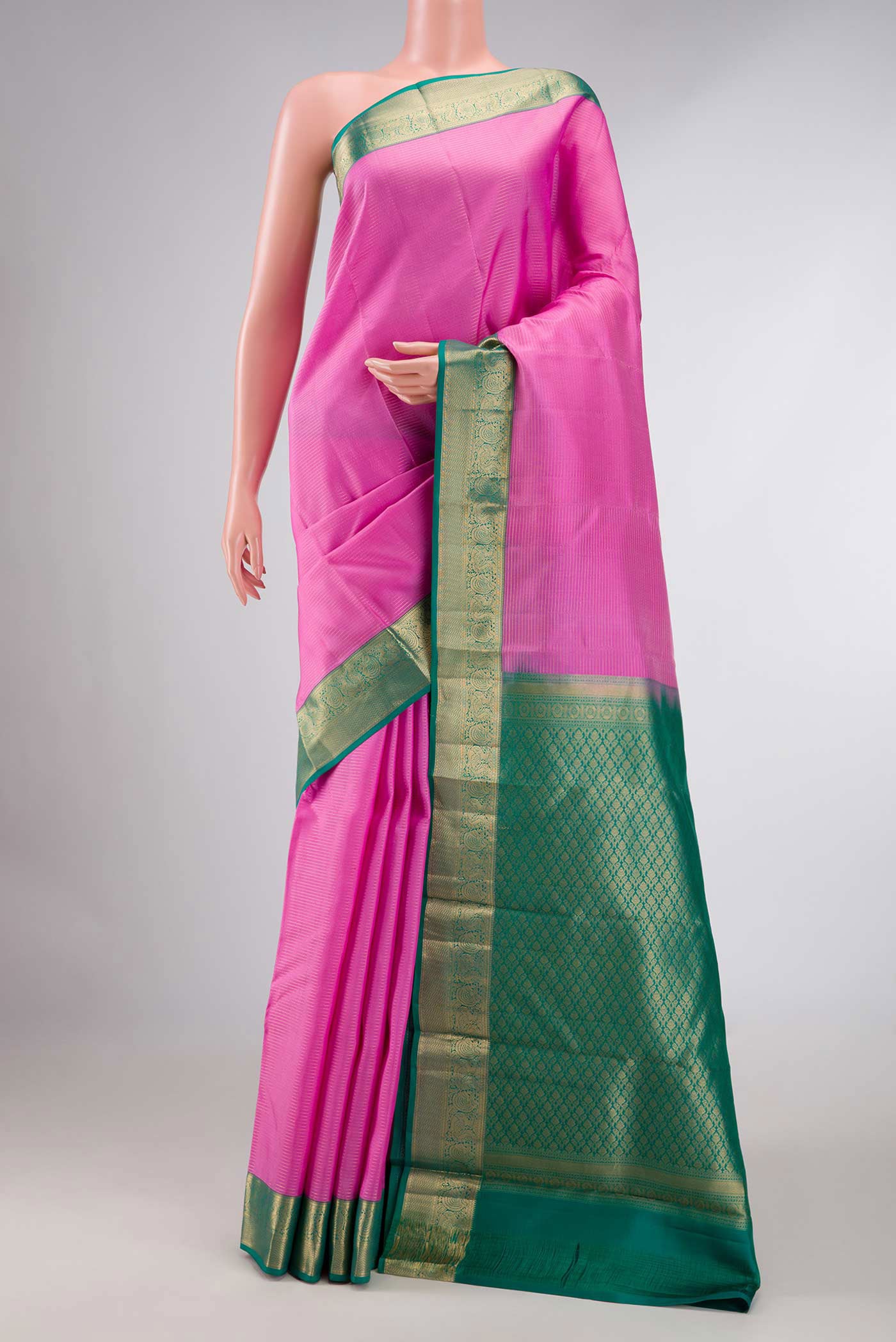 Pink Dual Tone Kanchipuram Silk Saree