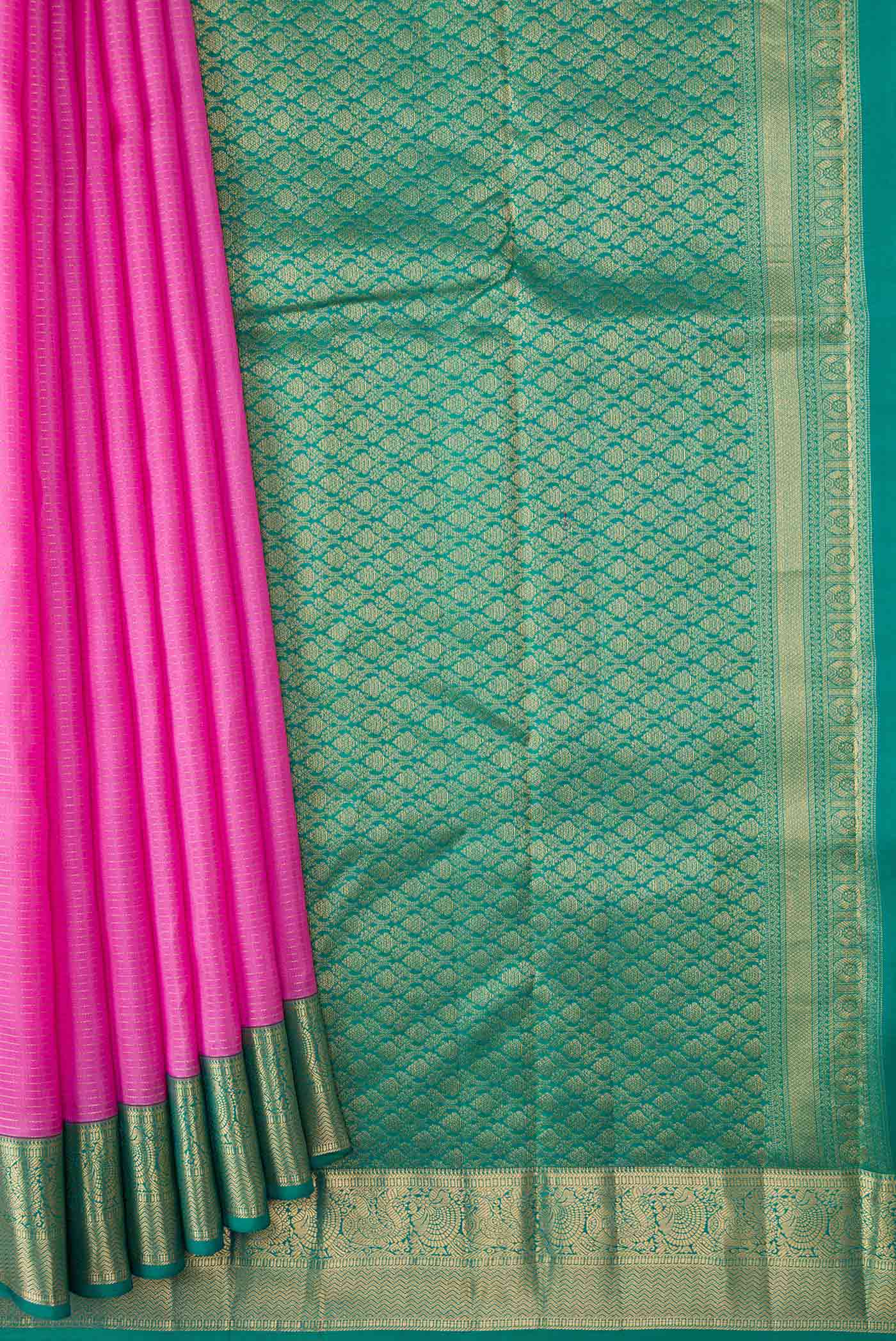 Pink Dual Tone Kanchipuram Silk Saree - Image 4