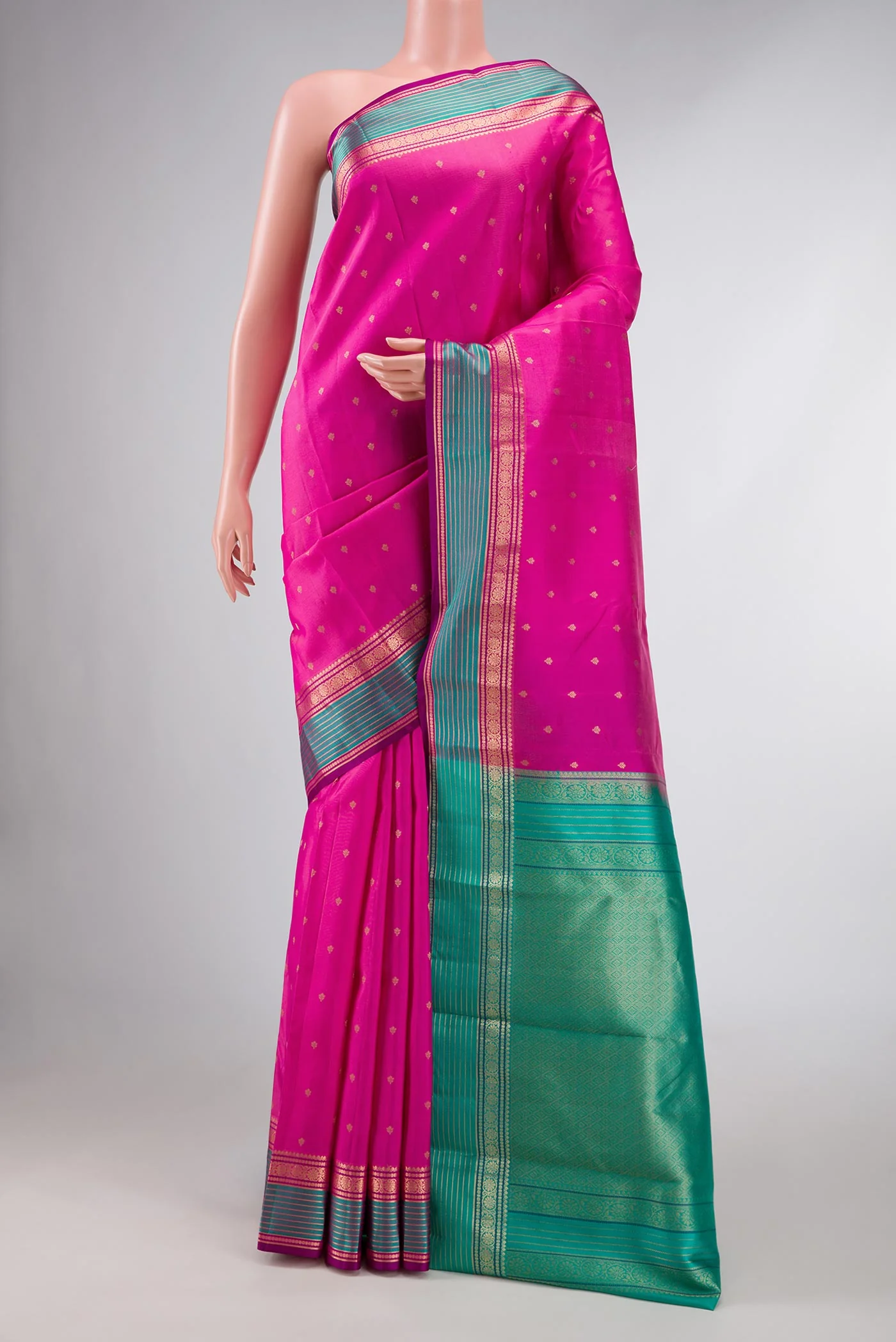 Pink Dual Tone Kanchipuram Silk Saree