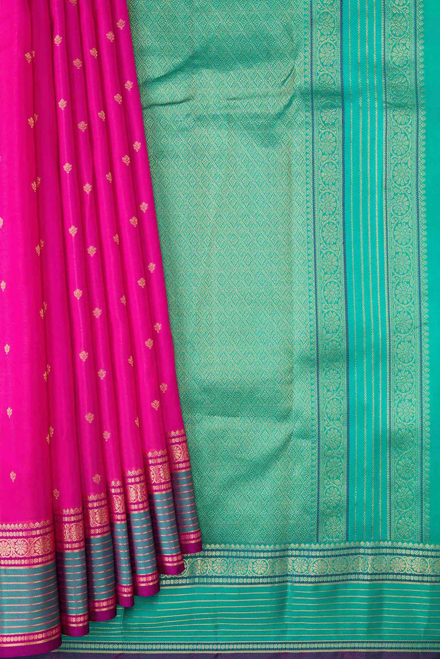 Pink Dual Tone Kanchipuram Silk Saree - Image 4